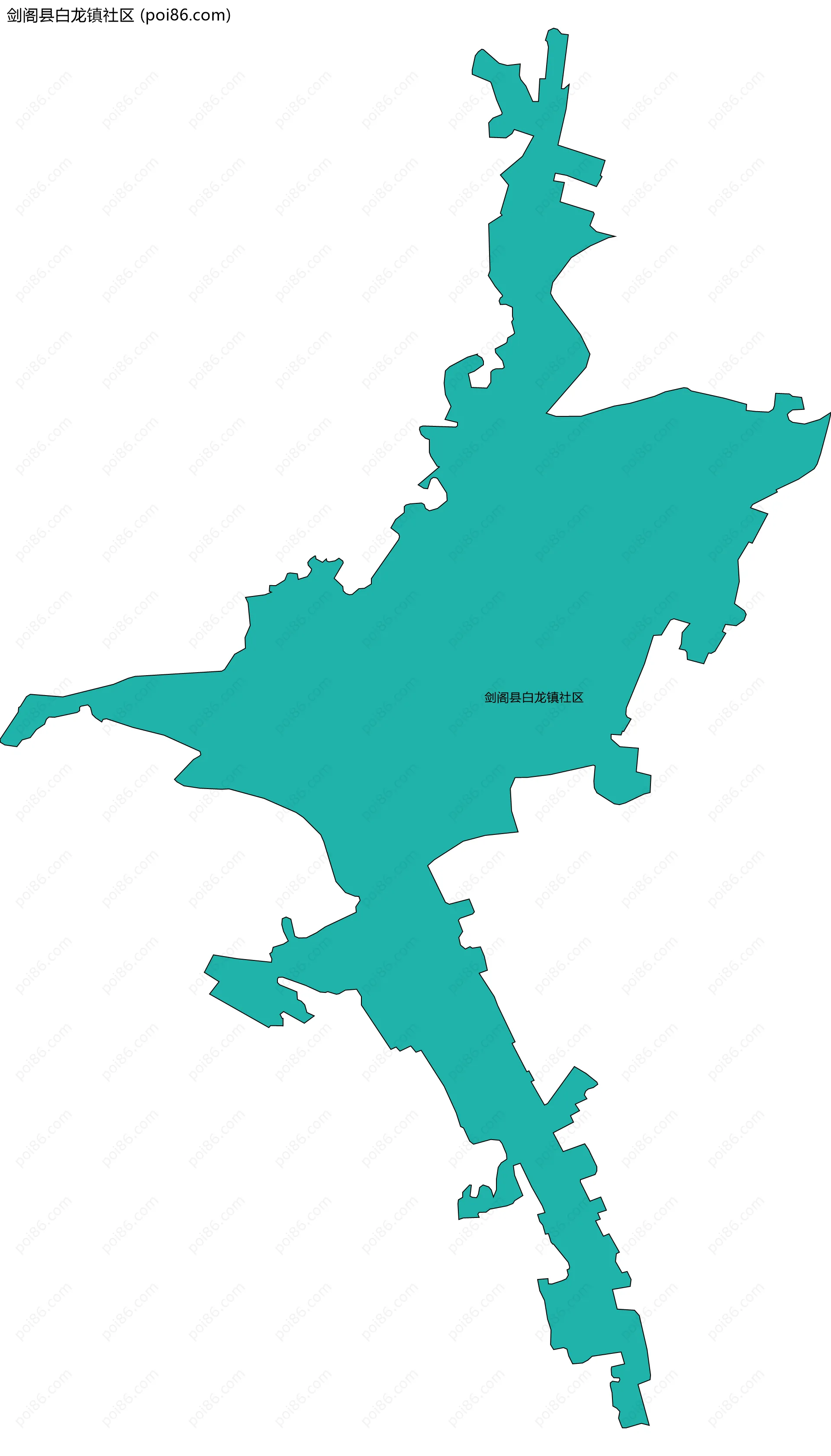 剑阁县白龙镇社区边界地图