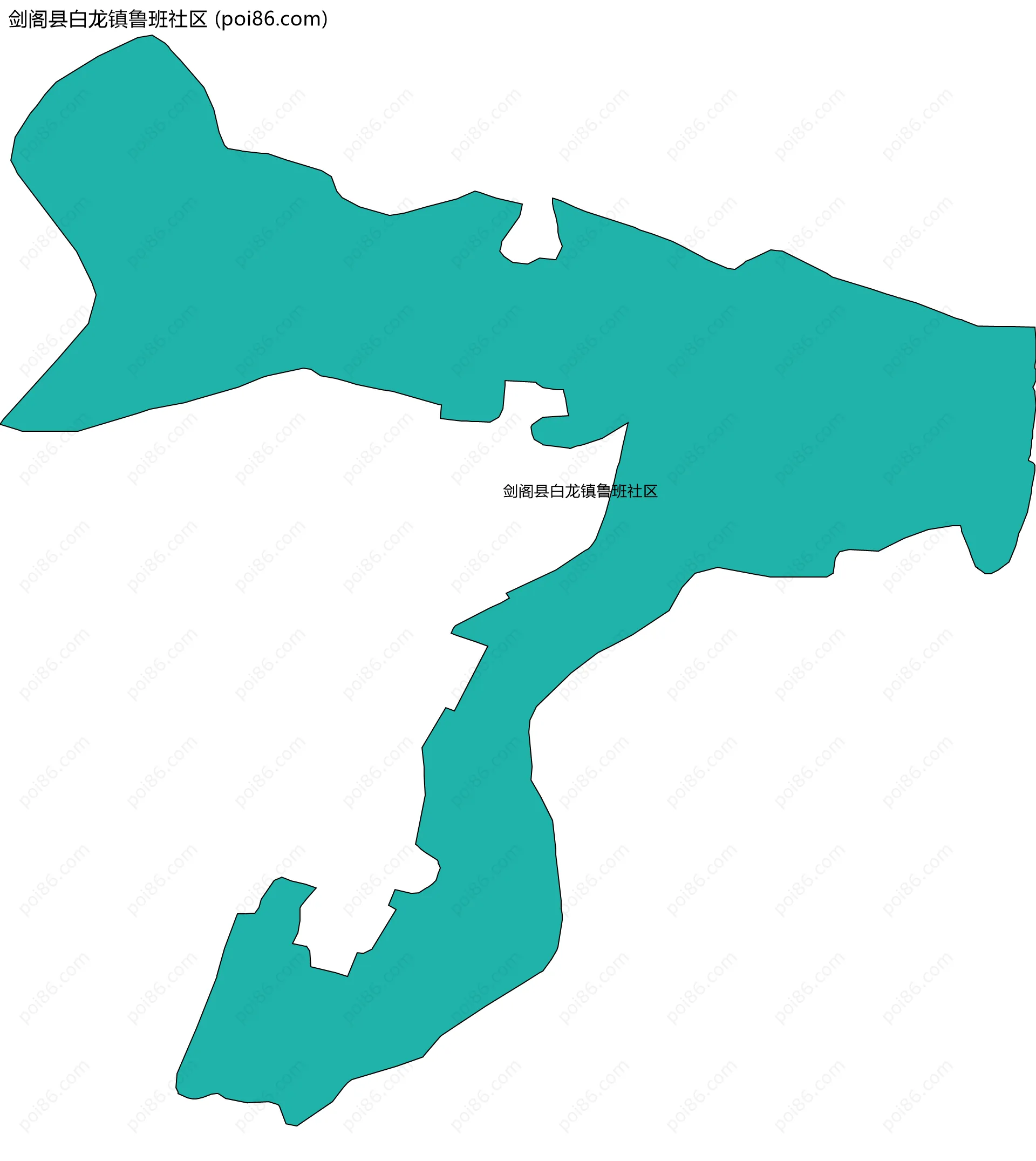 剑阁县白龙镇鲁班社区边界地图