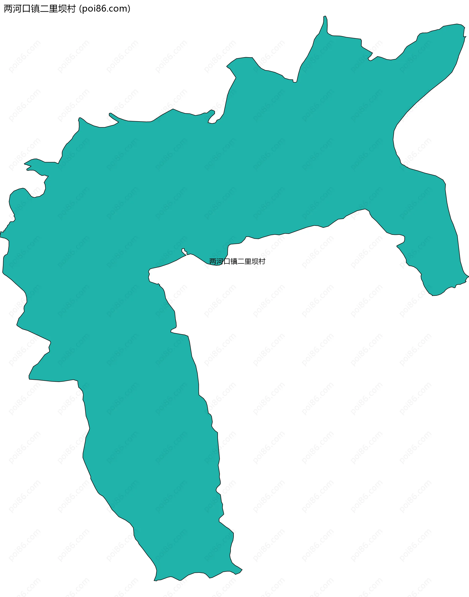 两河口镇二里坝村边界地图