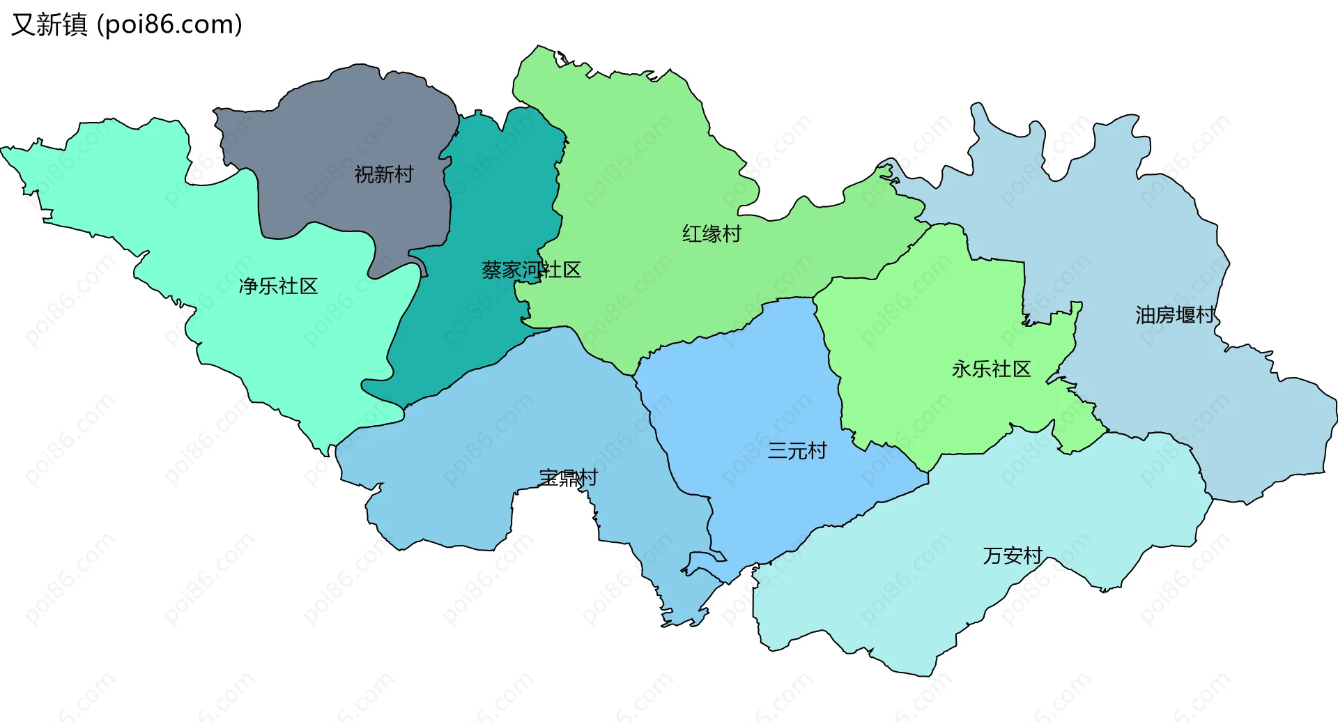 又新镇边界地图(五级行政区划)