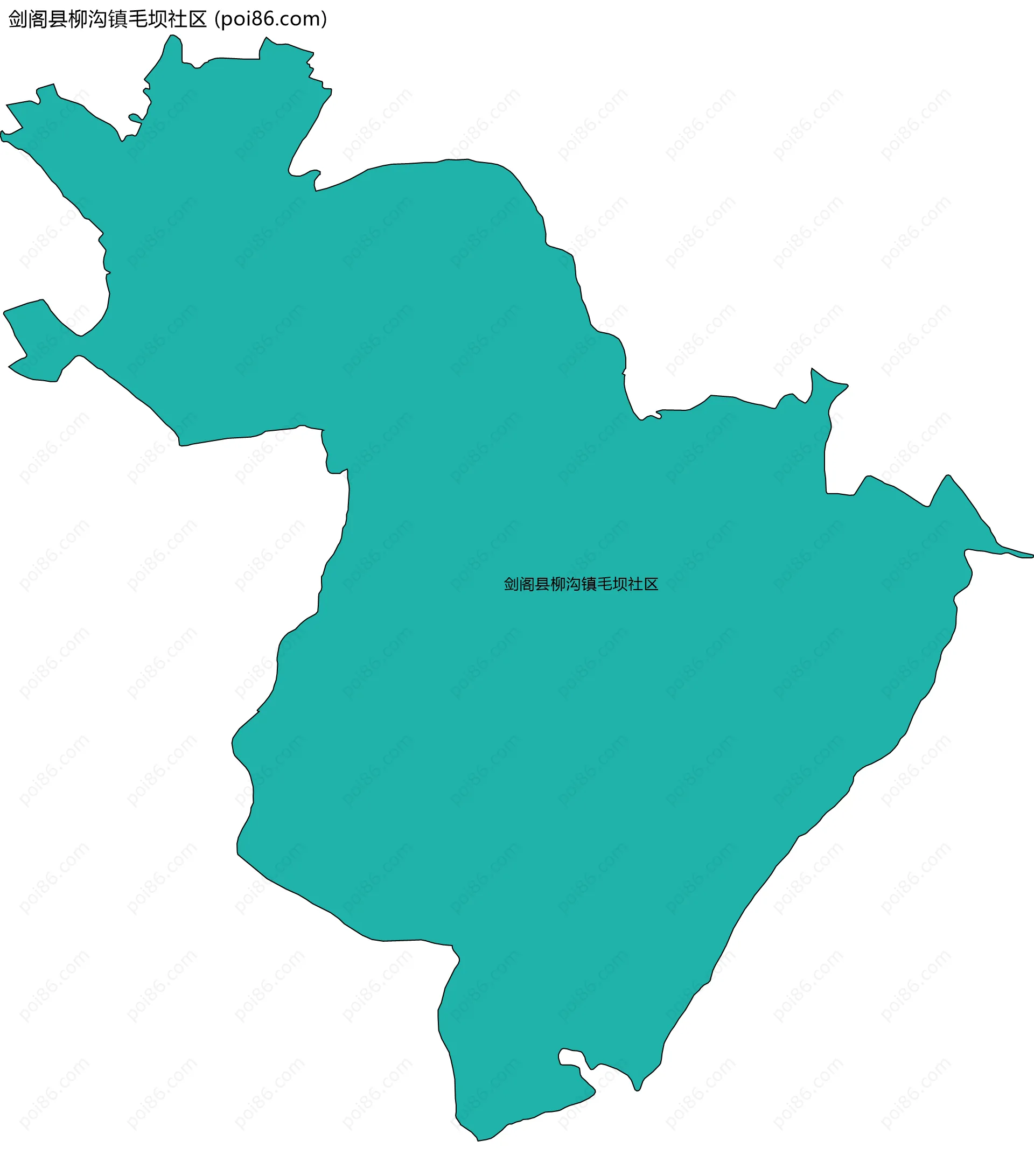 剑阁县柳沟镇毛坝社区边界地图