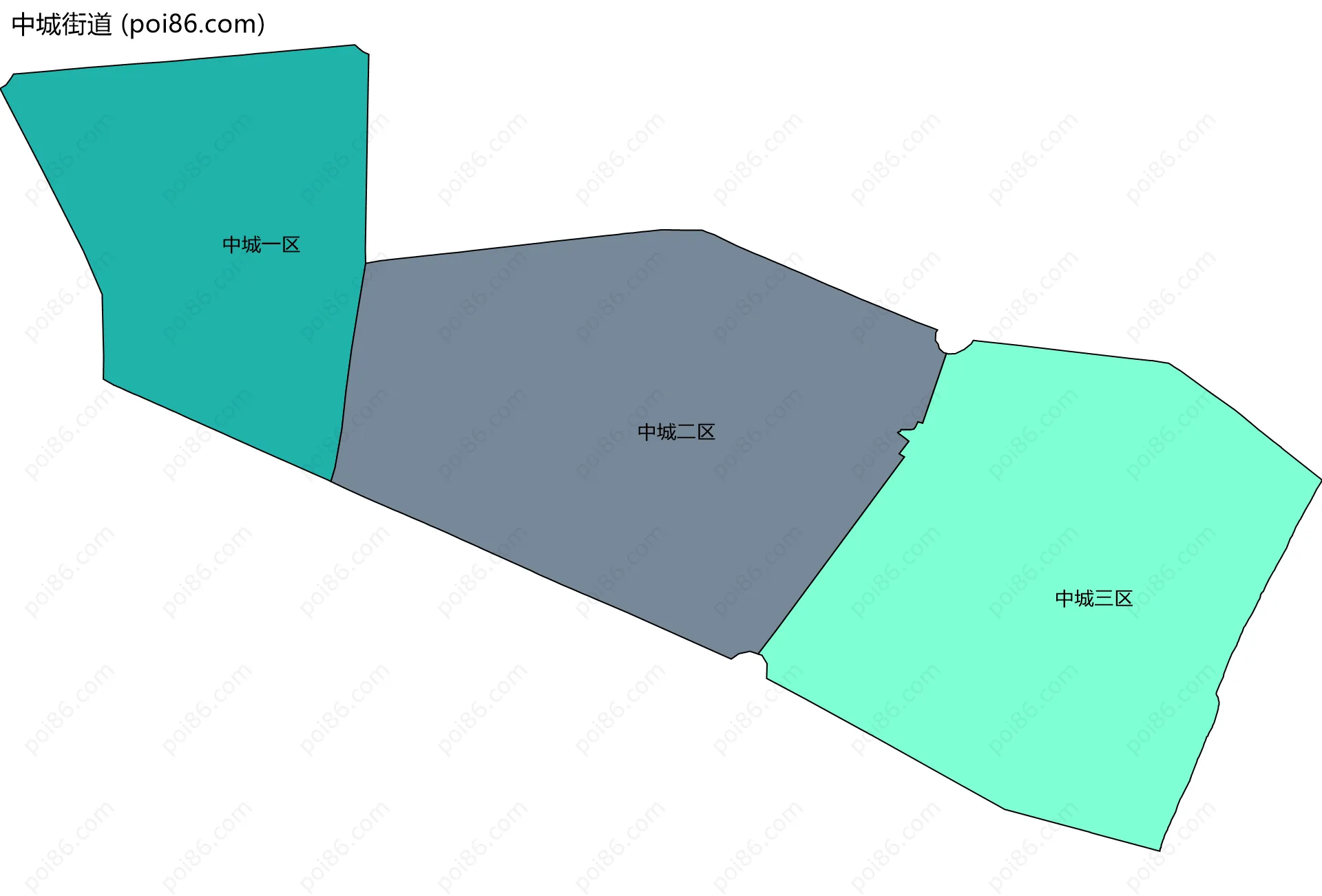 中城街道边界地图(五级行政区划)