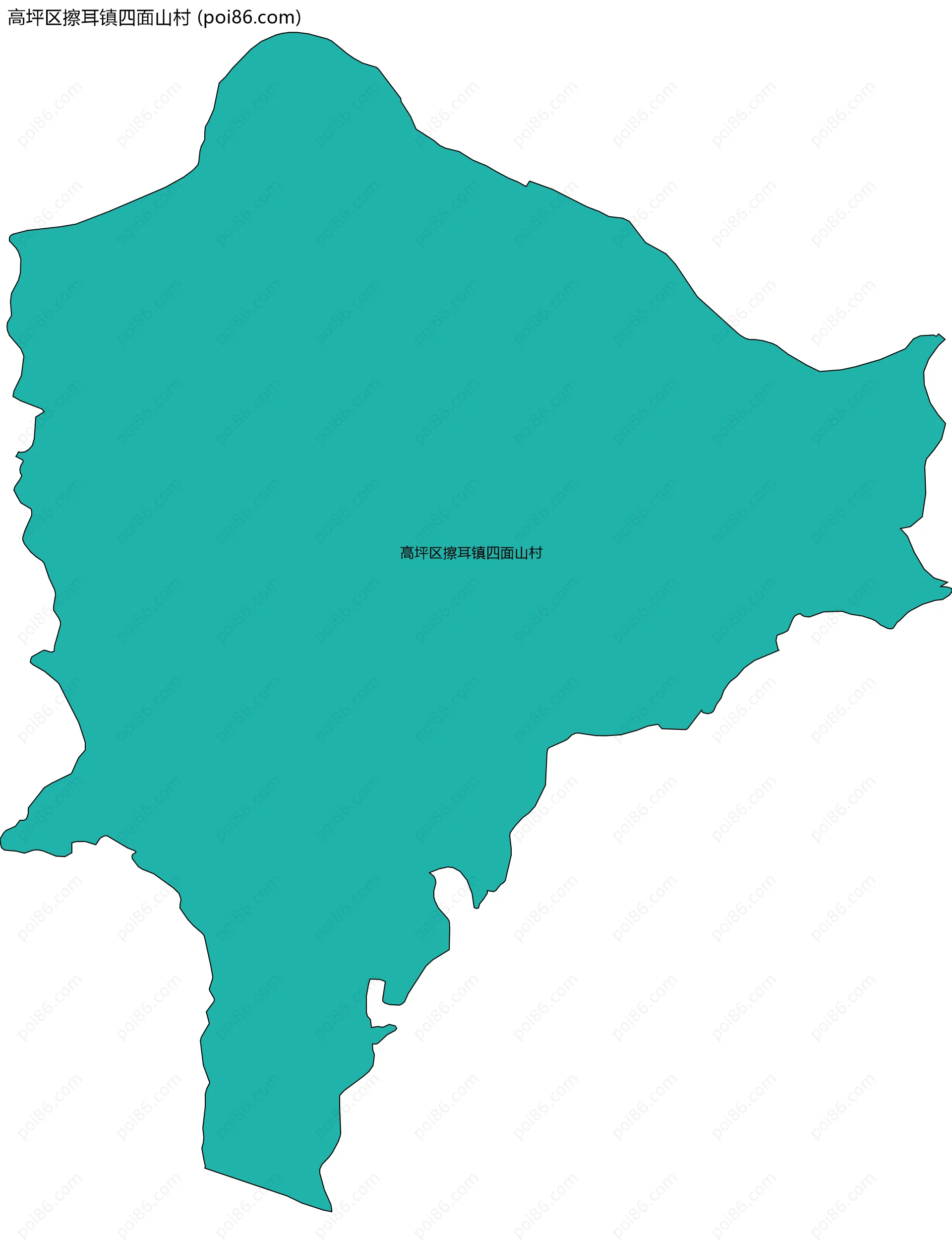 高坪区擦耳镇四面山村边界地图