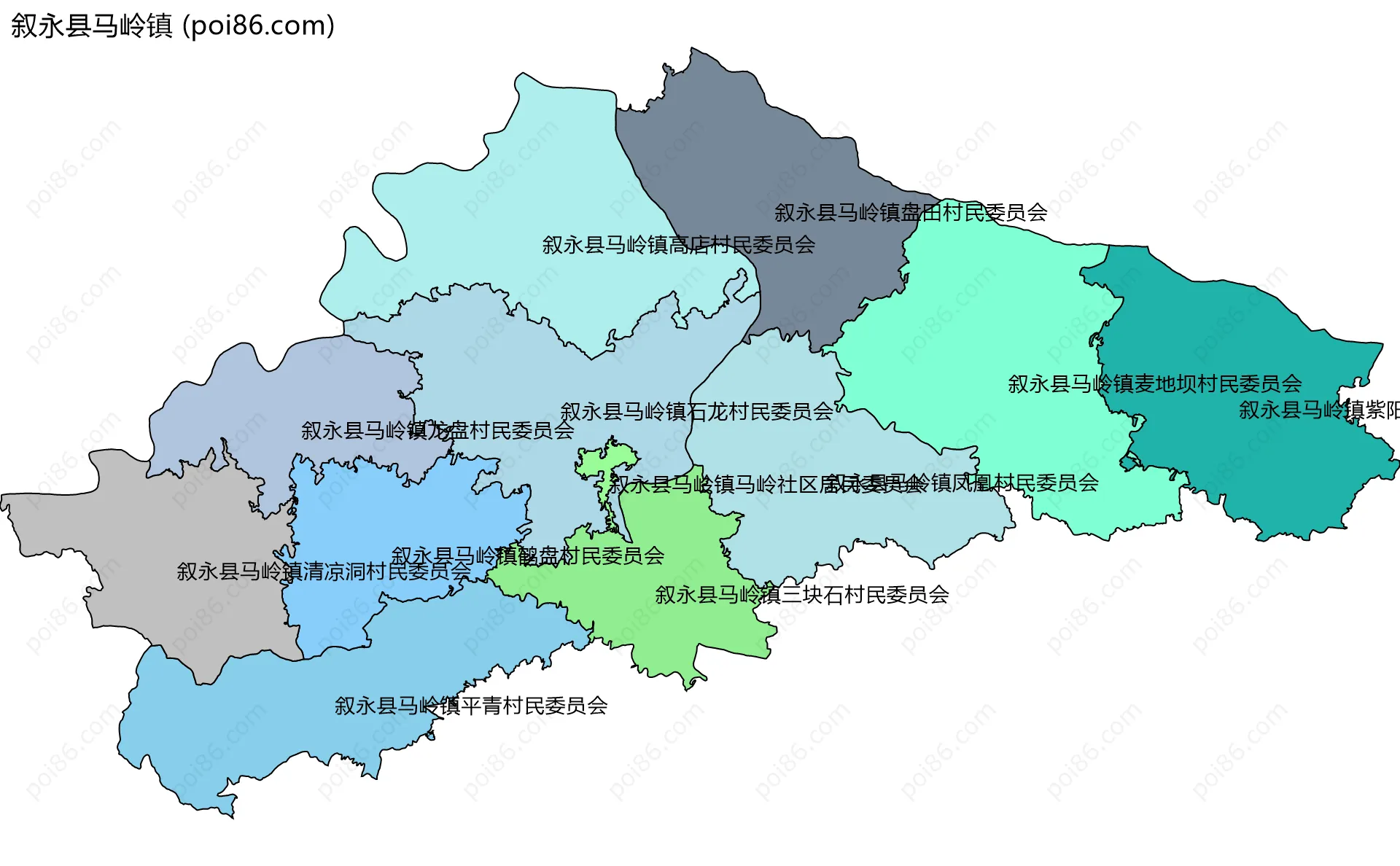 叙永县马岭镇边界地图(五级行政区划)
