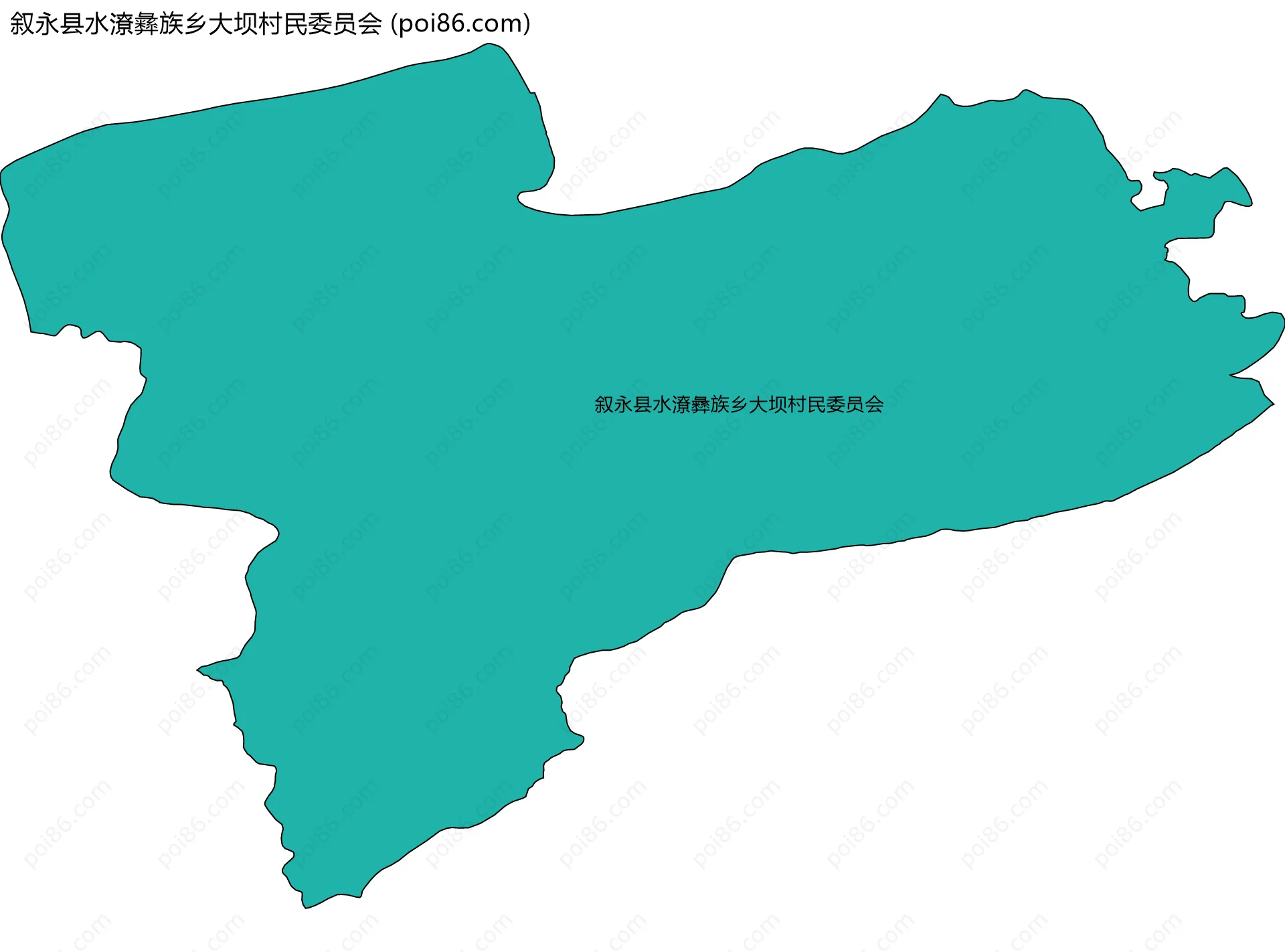 叙永县水潦彝族乡大坝村民委员会边界地图