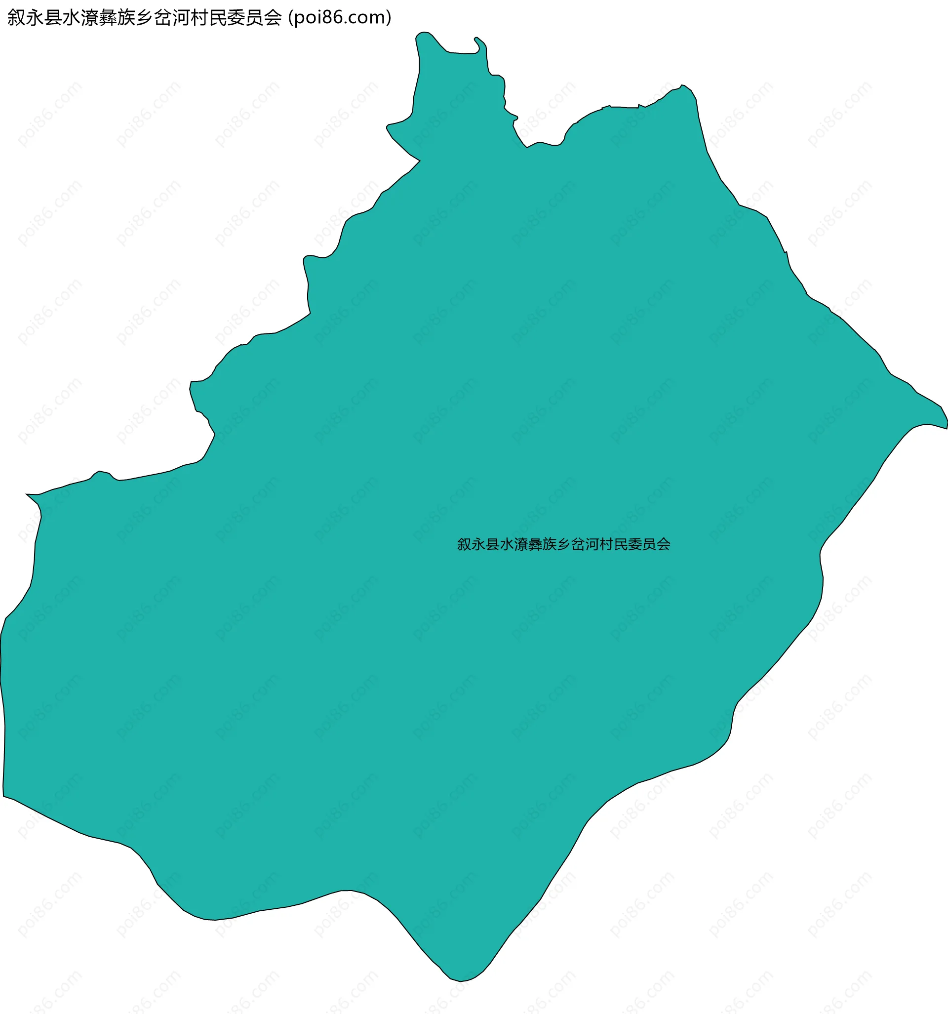 叙永县水潦彝族乡岔河村民委员会边界地图