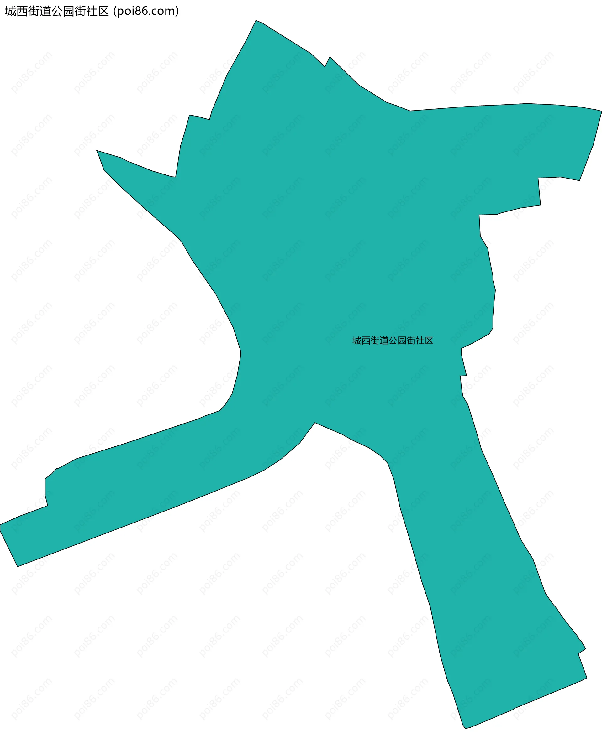 城西街道公园街社区边界地图