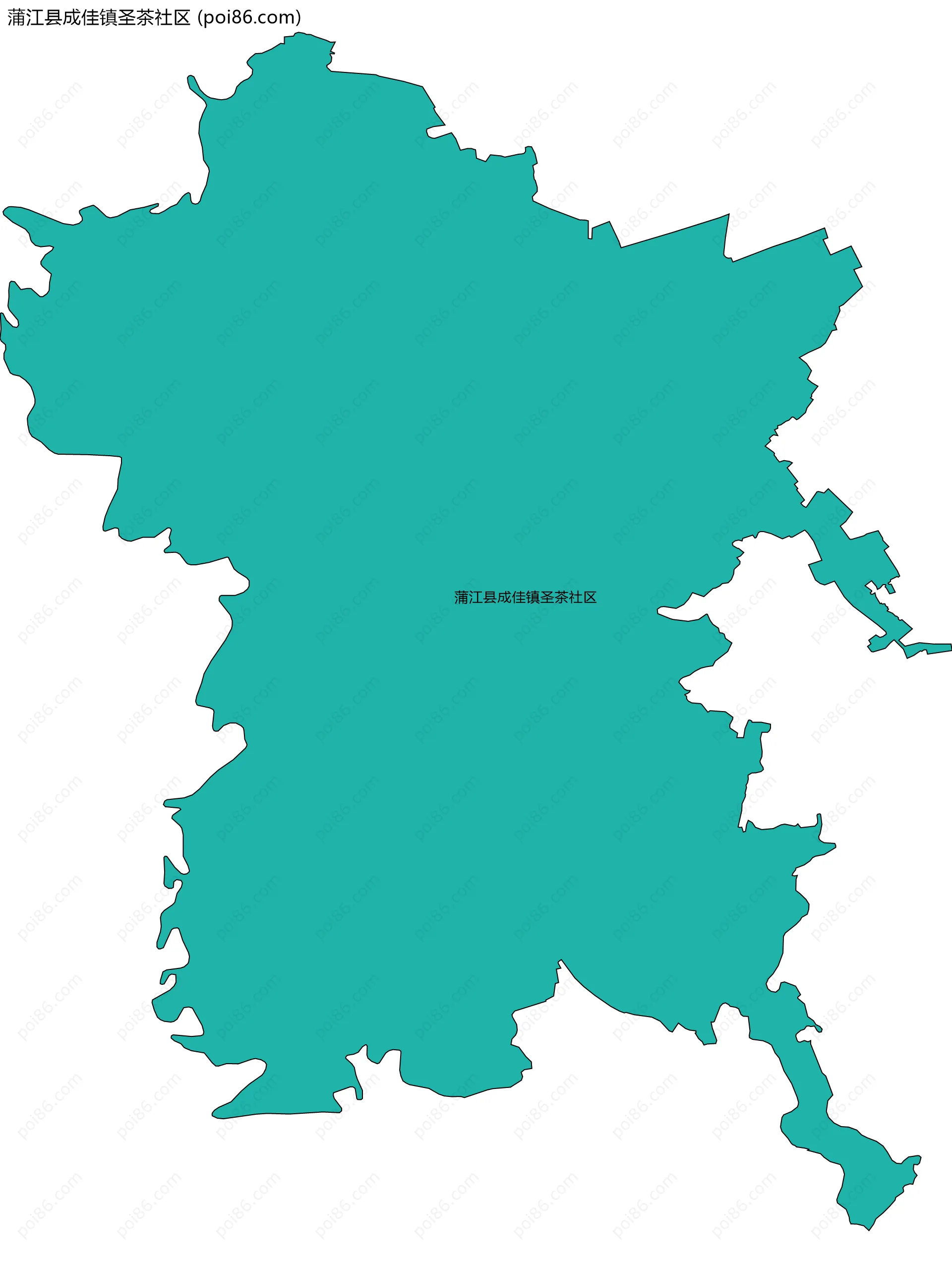 蒲江县成佳镇圣茶社区边界地图