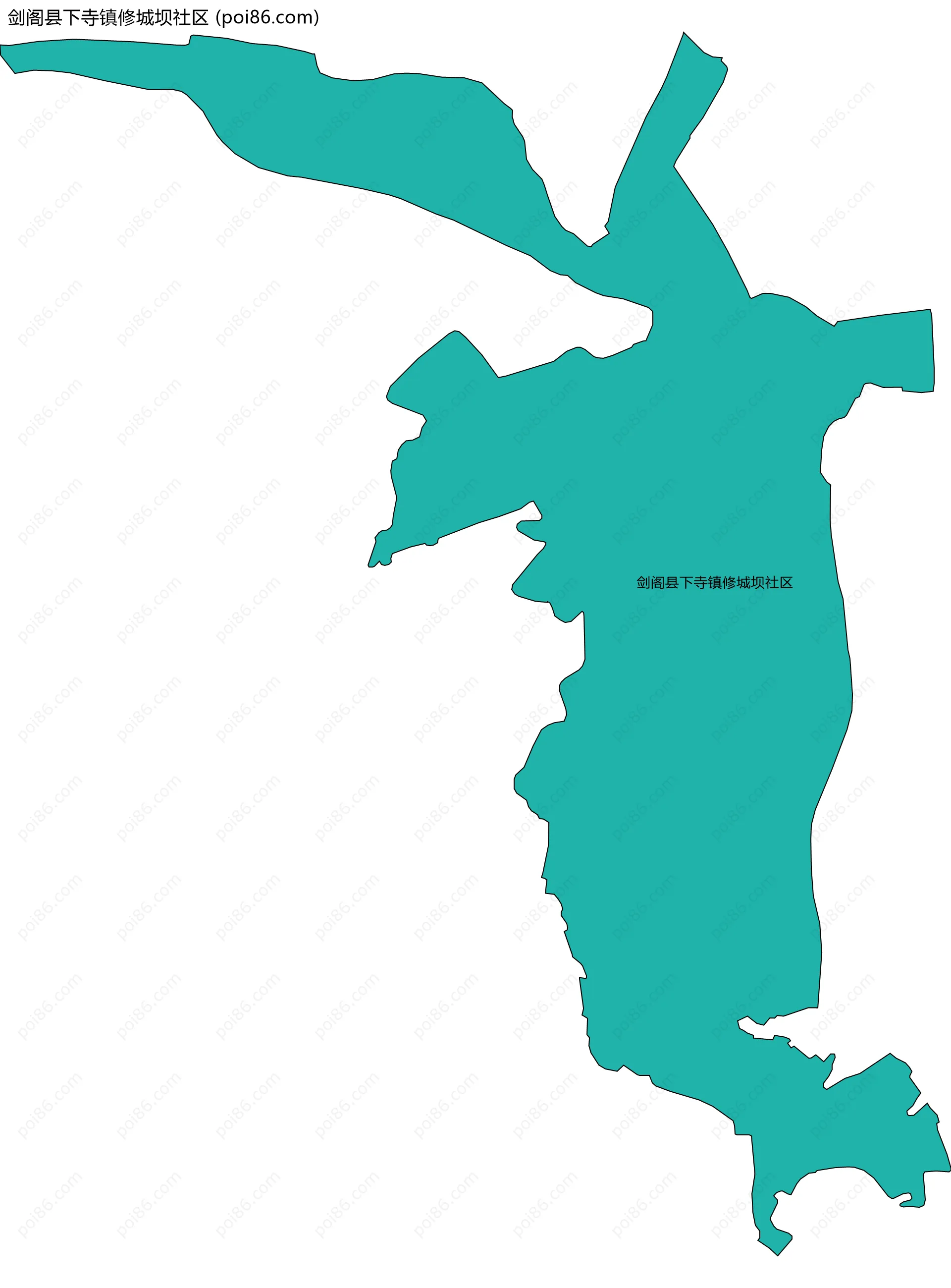 剑阁县下寺镇修城坝社区边界地图