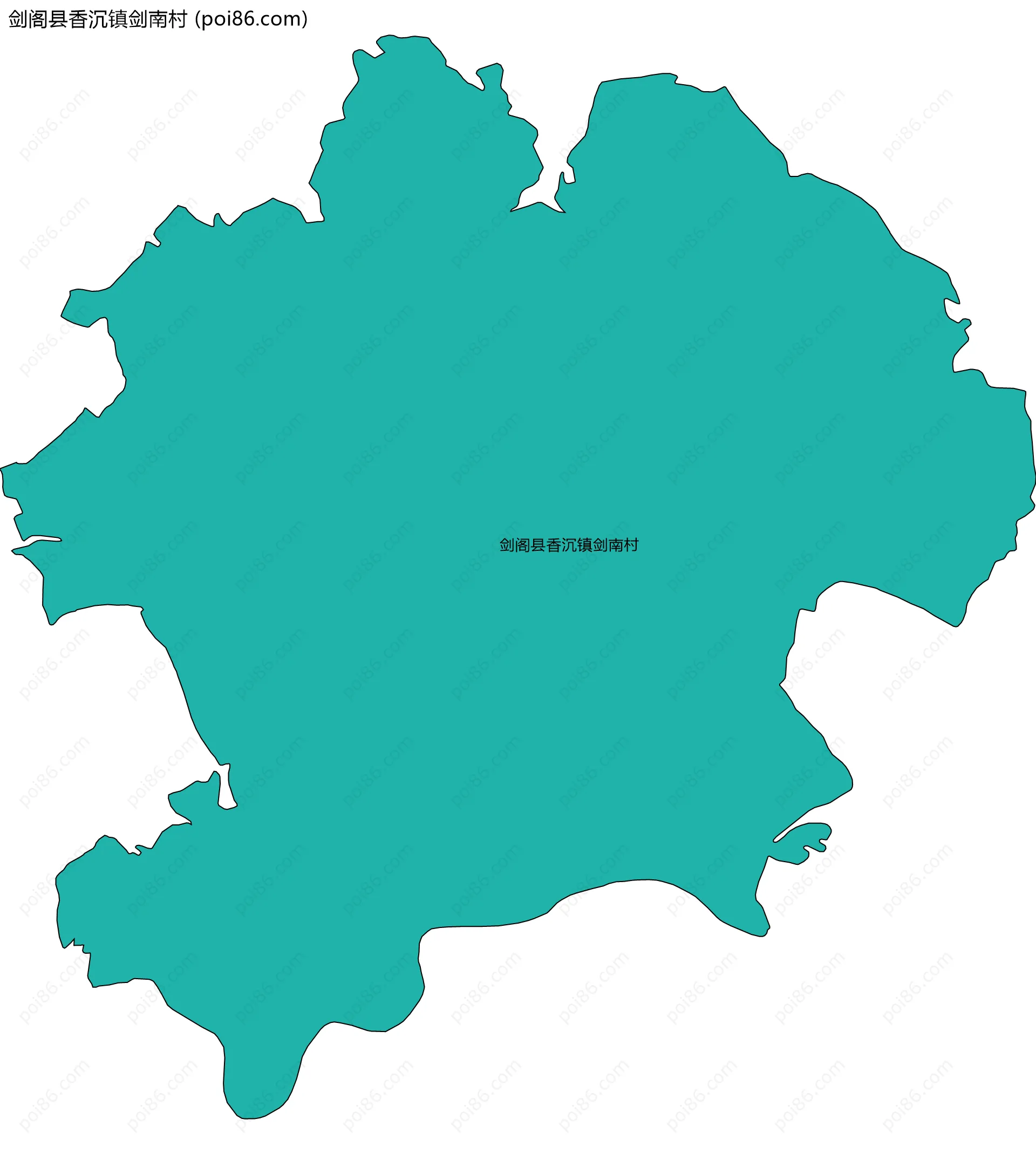 剑阁县香沉镇剑南村边界地图
