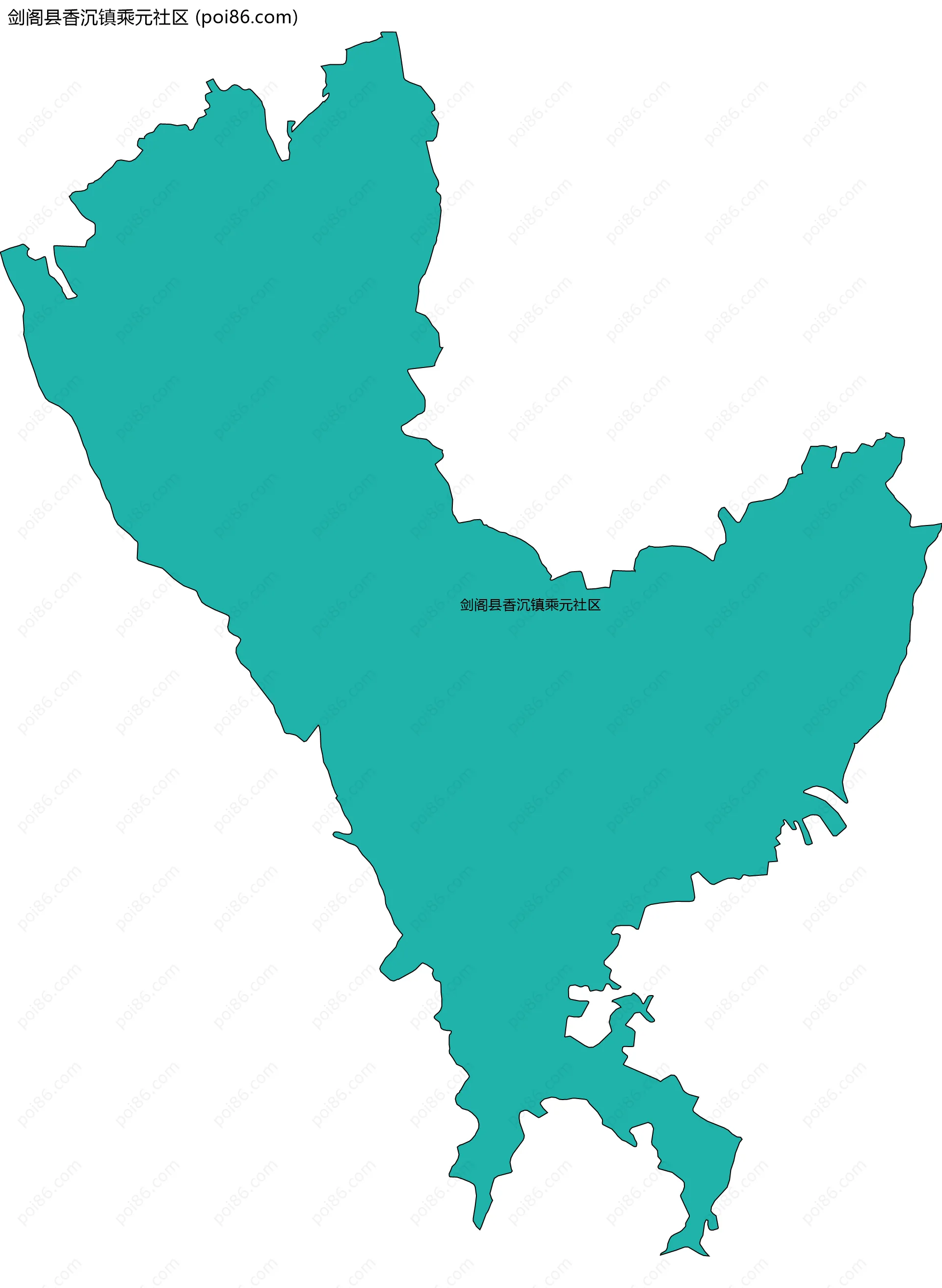 剑阁县香沉镇乘元社区边界地图