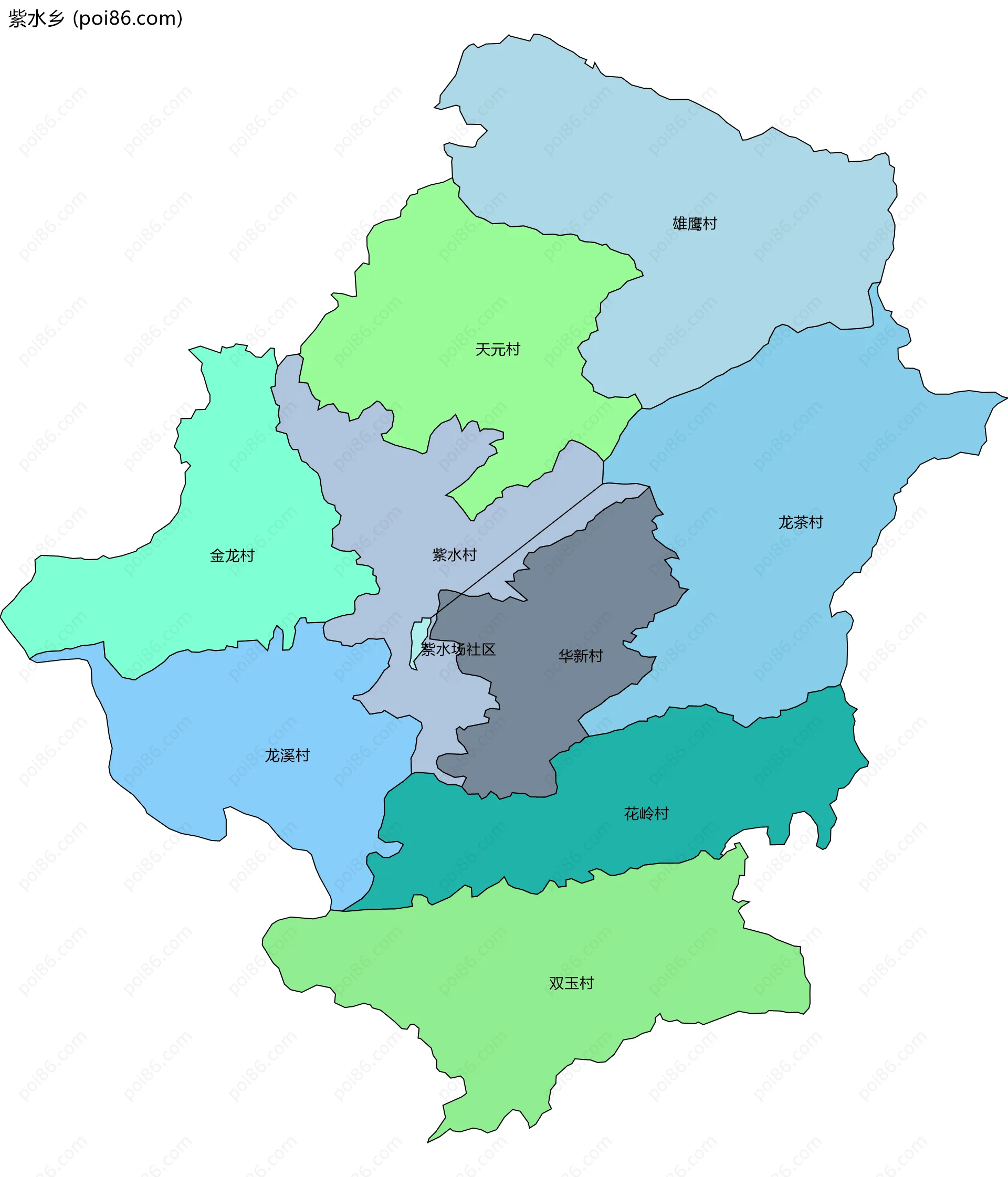 紫水乡边界地图(五级行政区划)