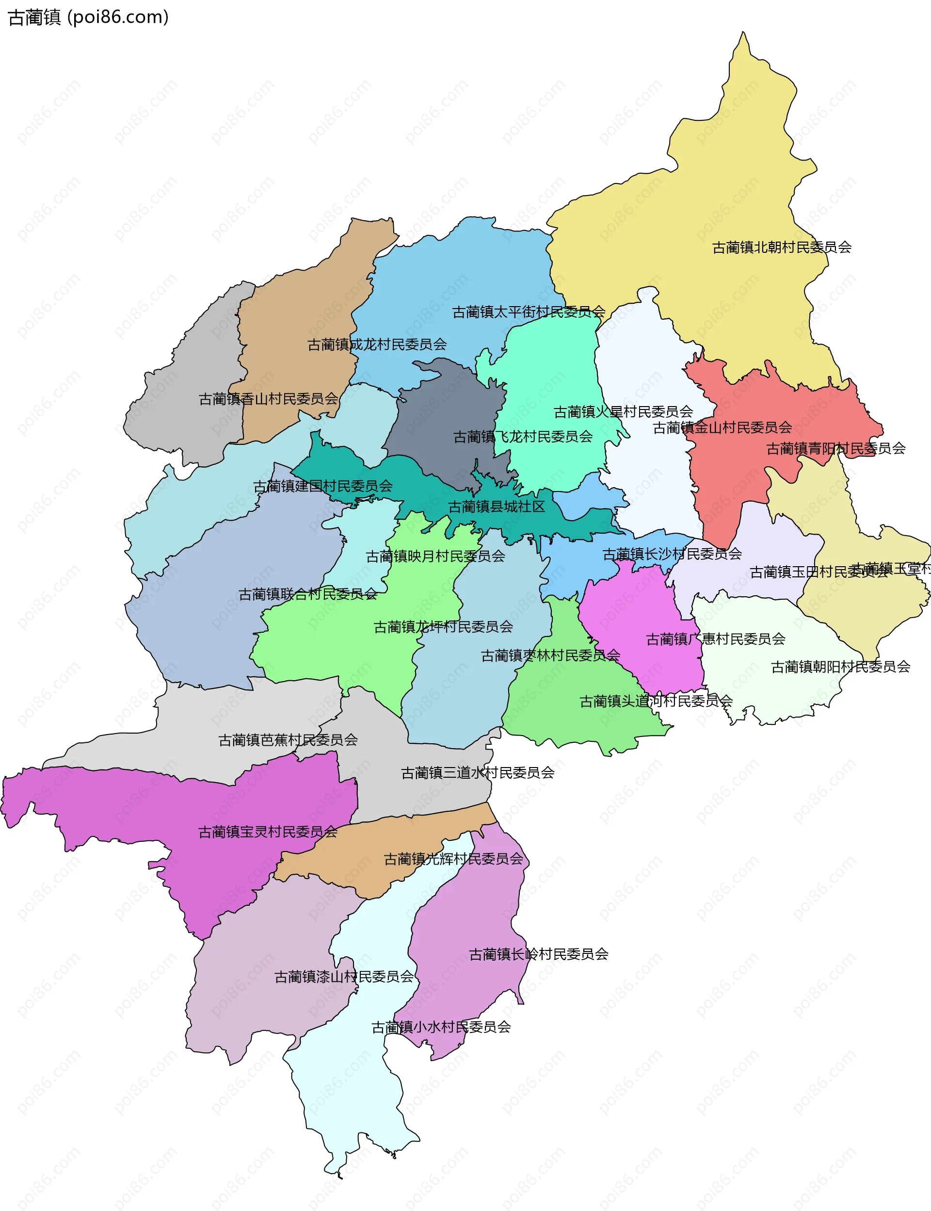 古蔺镇边界地图(五级行政区划)