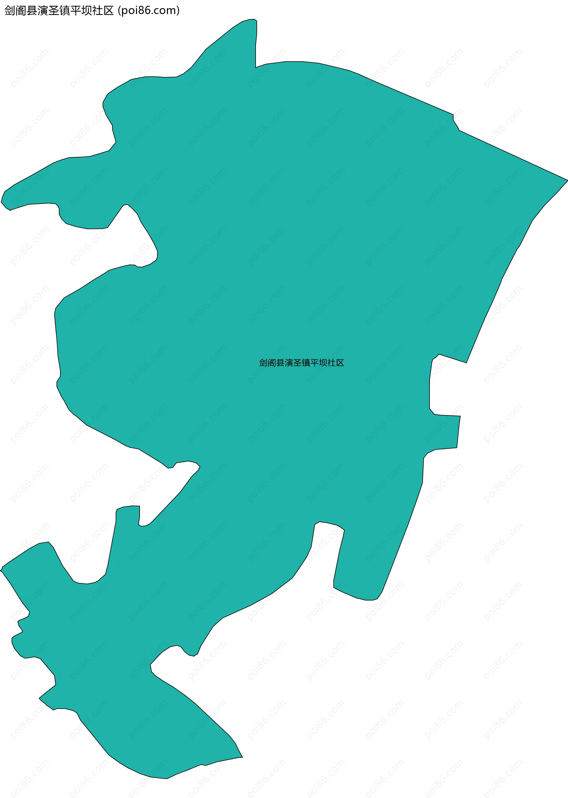 剑阁县演圣镇平坝社区边界地图