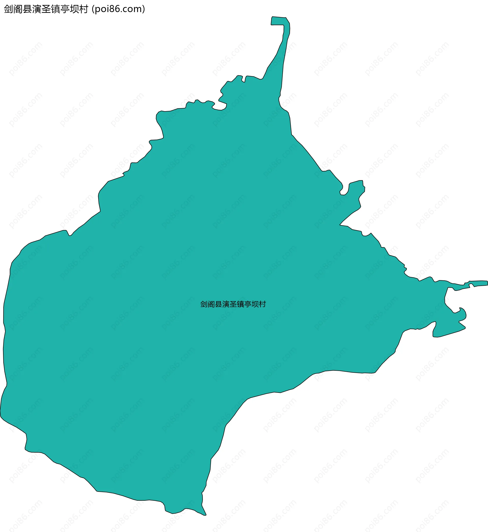 剑阁县演圣镇亭坝村边界地图