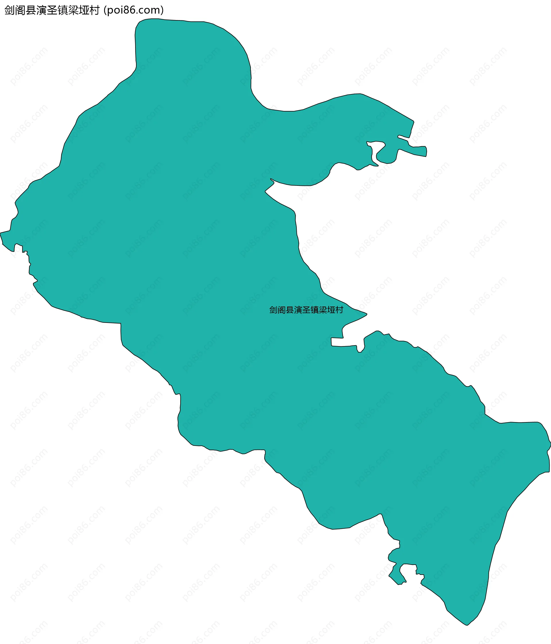 剑阁县演圣镇梁垭村边界地图
