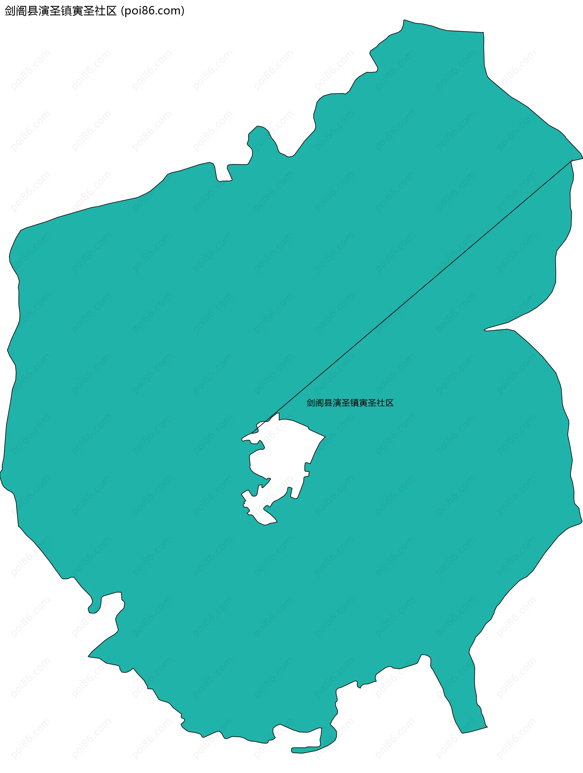 剑阁县演圣镇寅圣社区边界地图