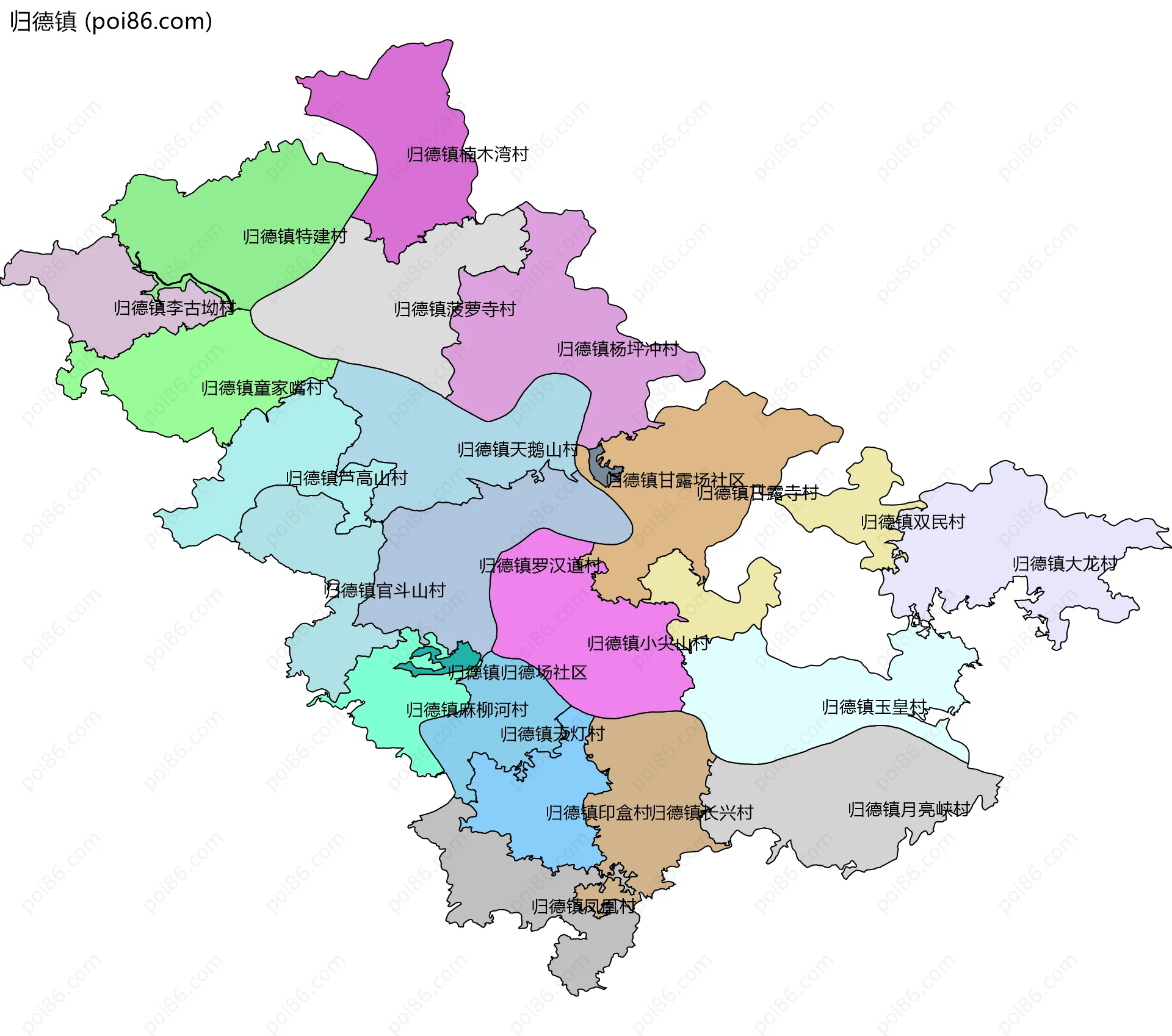 归德镇边界地图(五级行政区划)