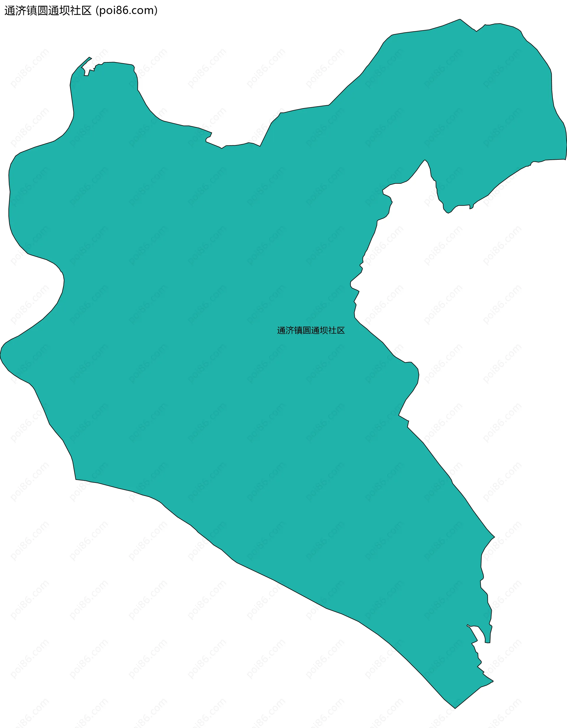 通济镇圆通坝社区边界地图
