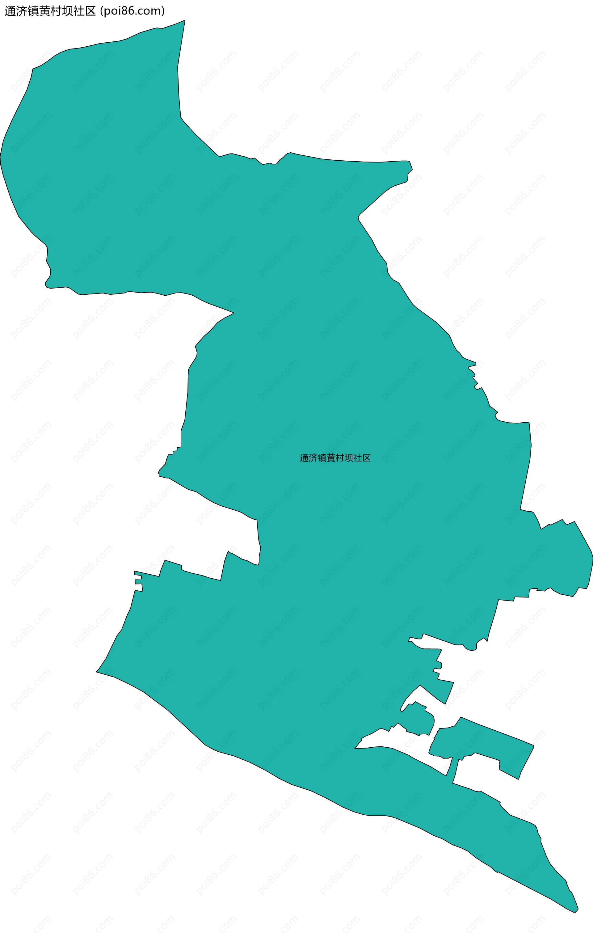 通济镇黄村坝社区边界地图