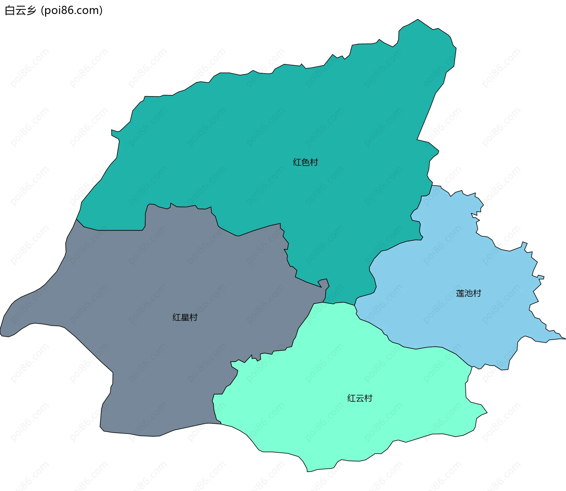 白云乡边界地图(五级行政区划)