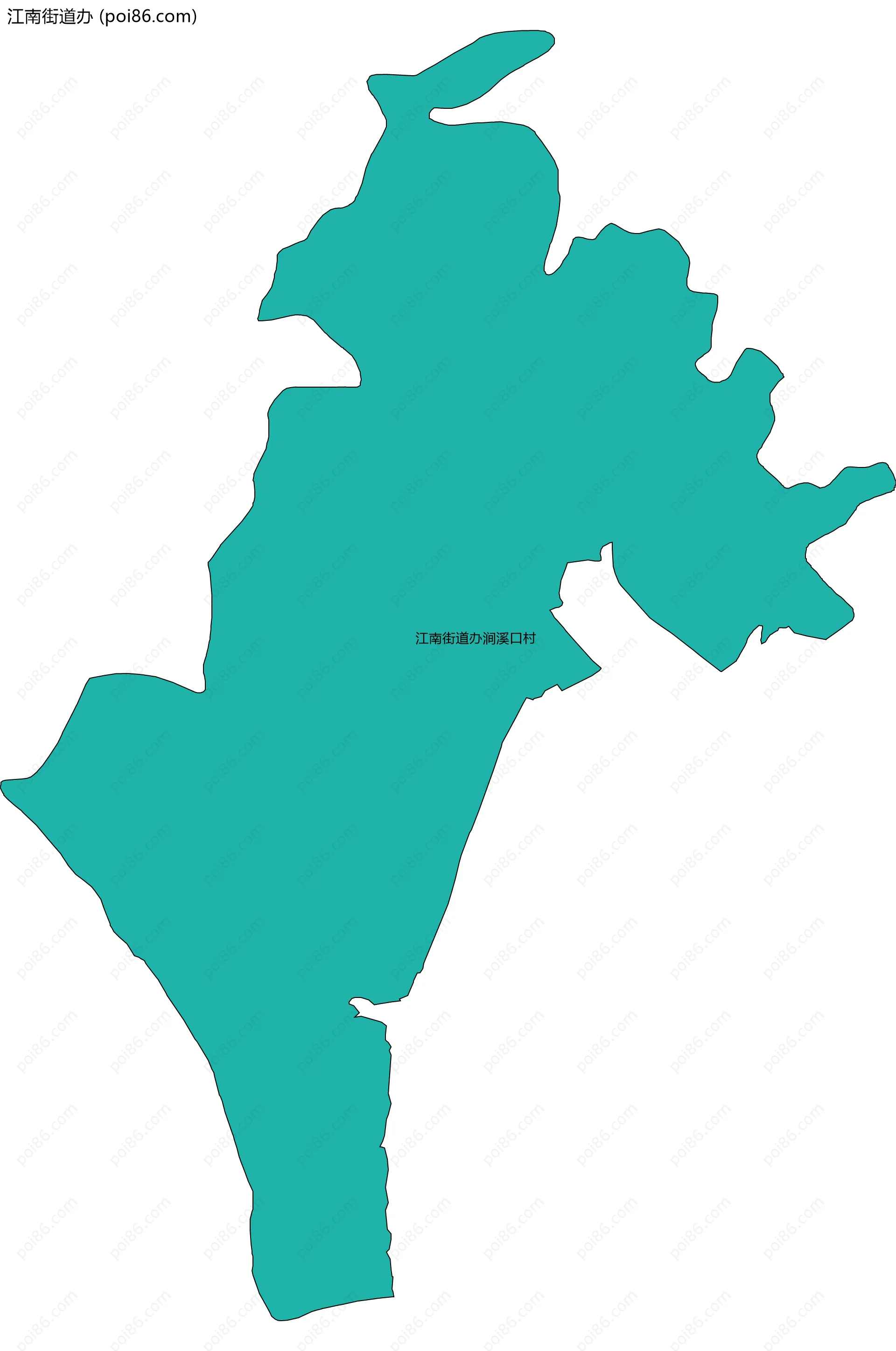 江南街道办边界地图(五级行政区划)