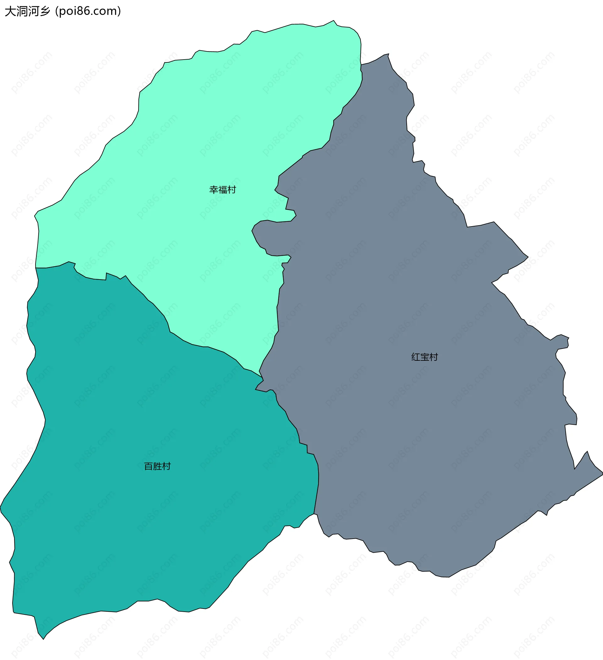 大洞河乡边界地图(五级行政区划)
