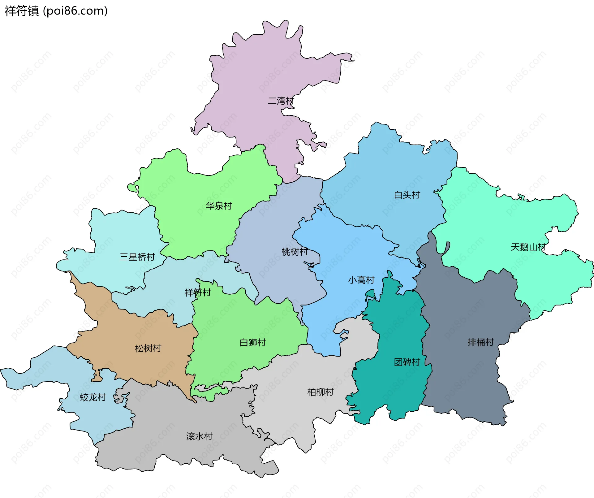 祥符镇边界地图(五级行政区划)