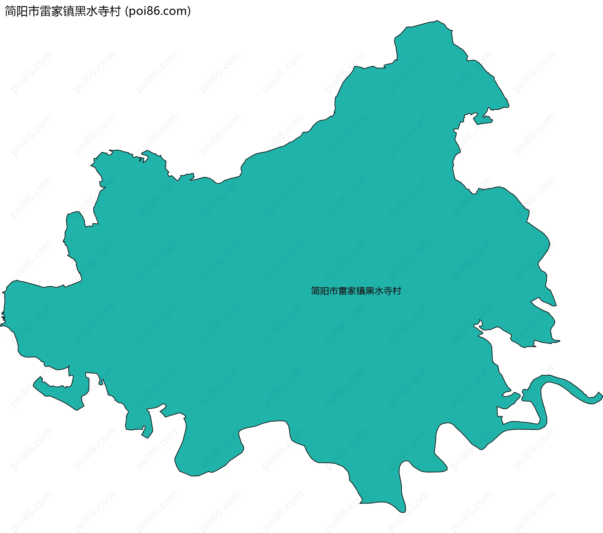 简阳市雷家镇黑水寺村边界地图