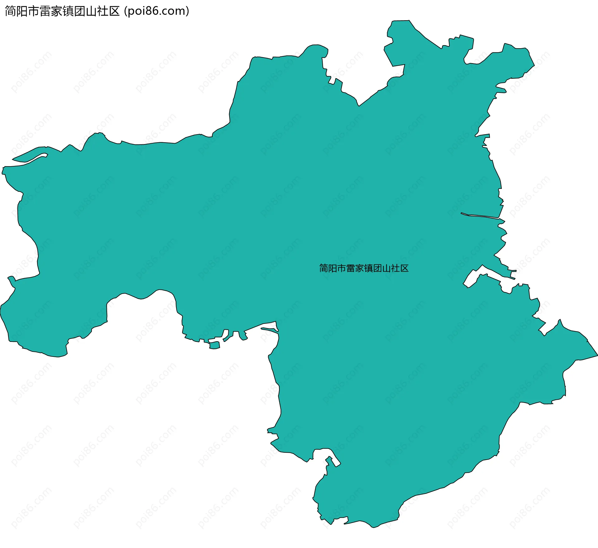 简阳市雷家镇团山社区边界地图