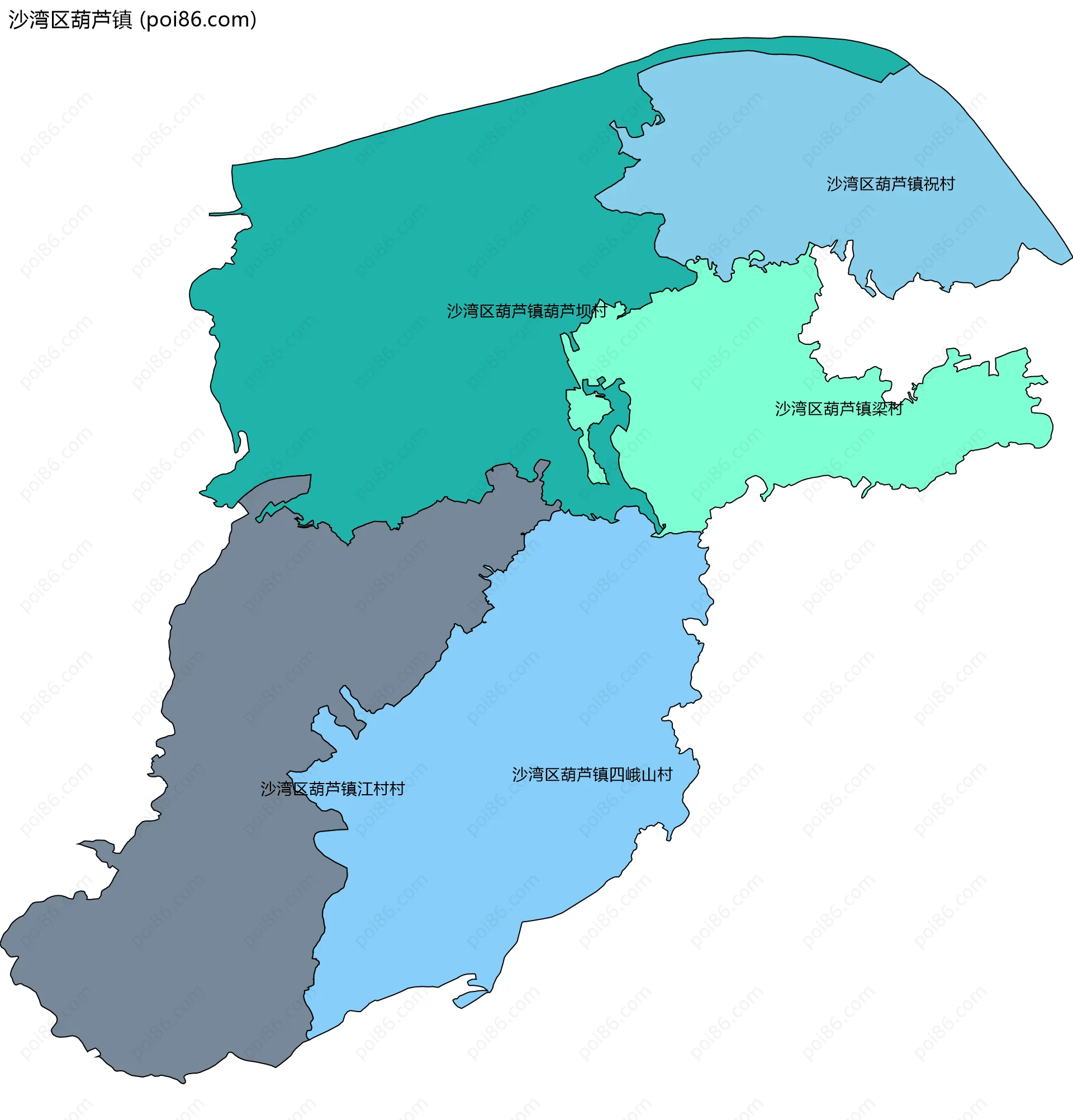 沙湾区葫芦镇边界地图(五级行政区划)