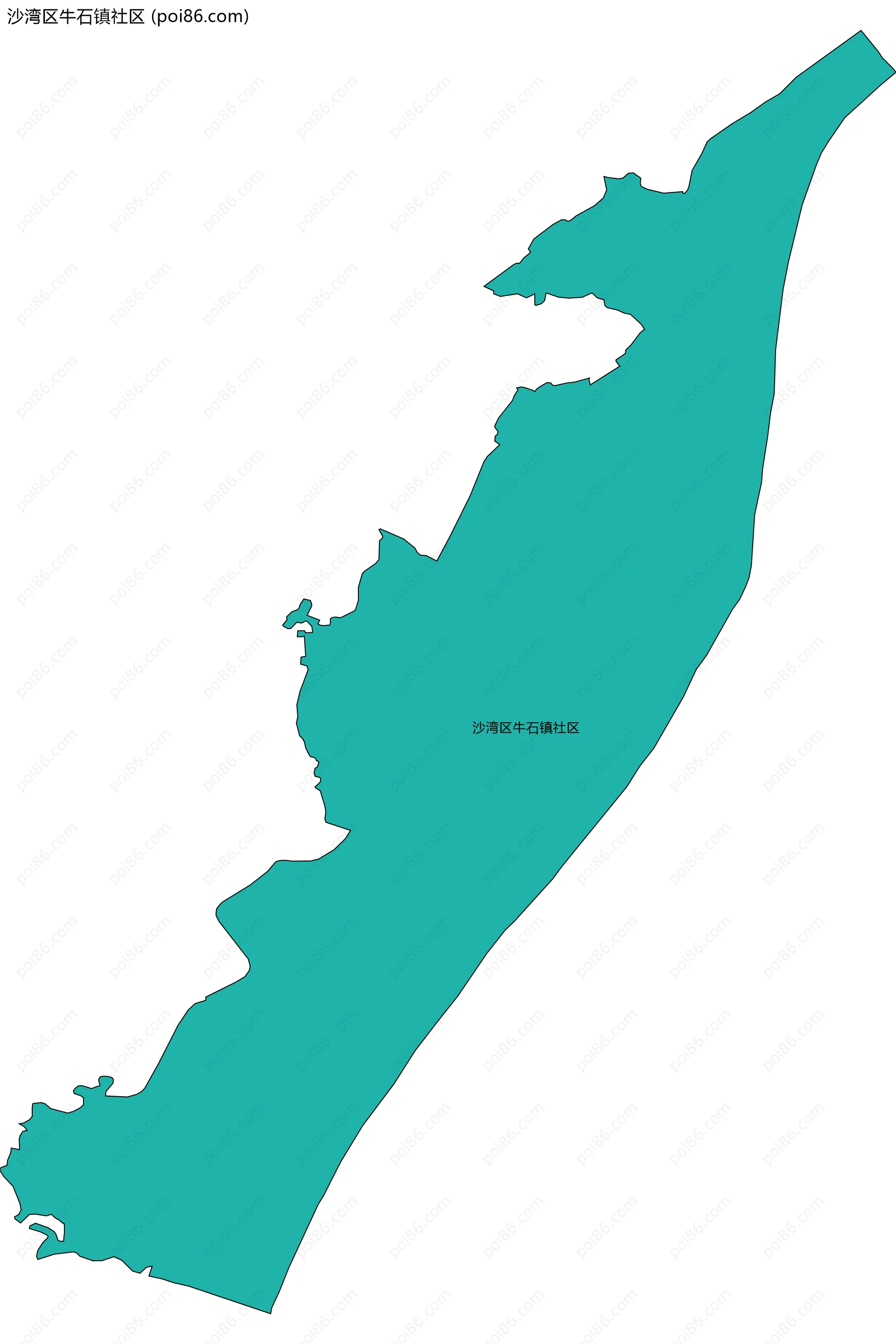 沙湾区牛石镇社区边界地图