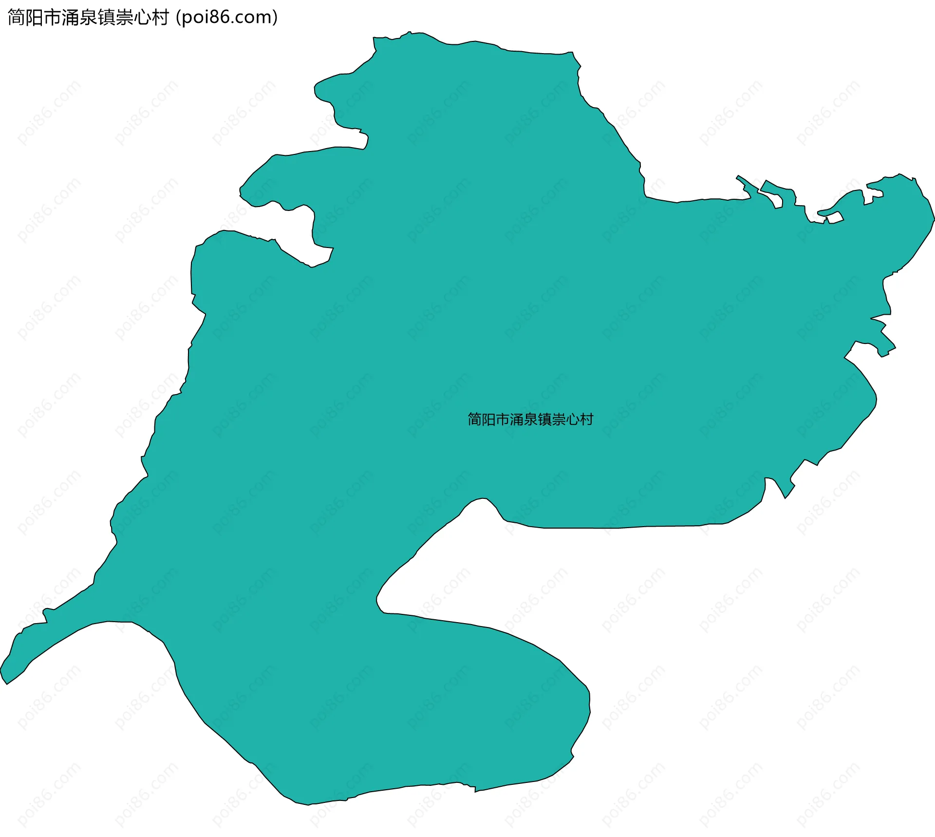 简阳市涌泉镇崇心村边界地图