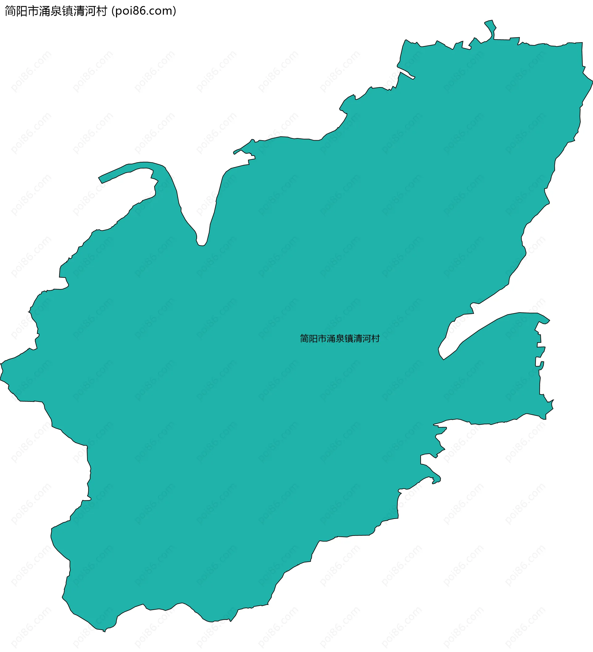 简阳市涌泉镇清河村边界地图
