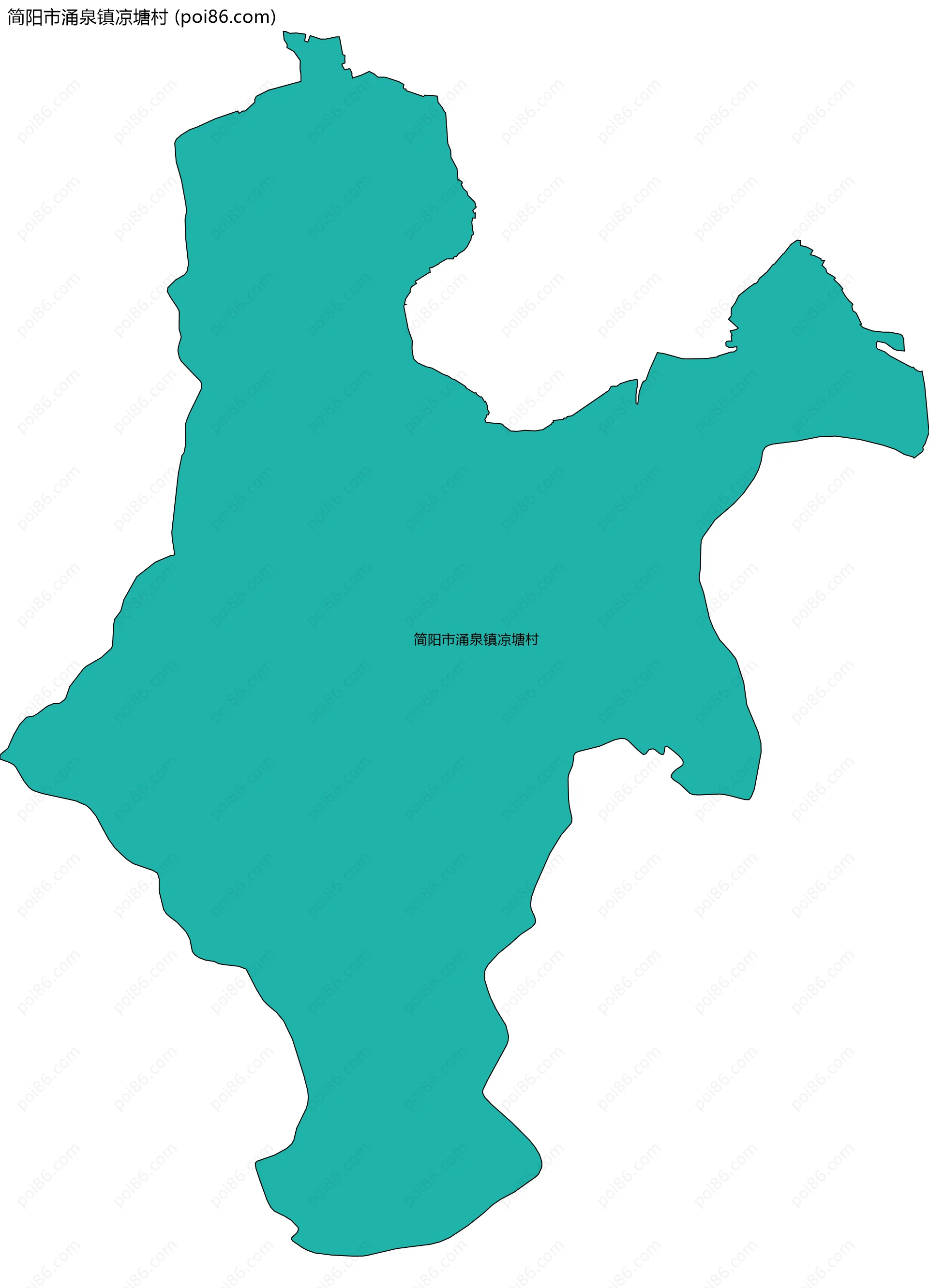 简阳市涌泉镇凉塘村边界地图