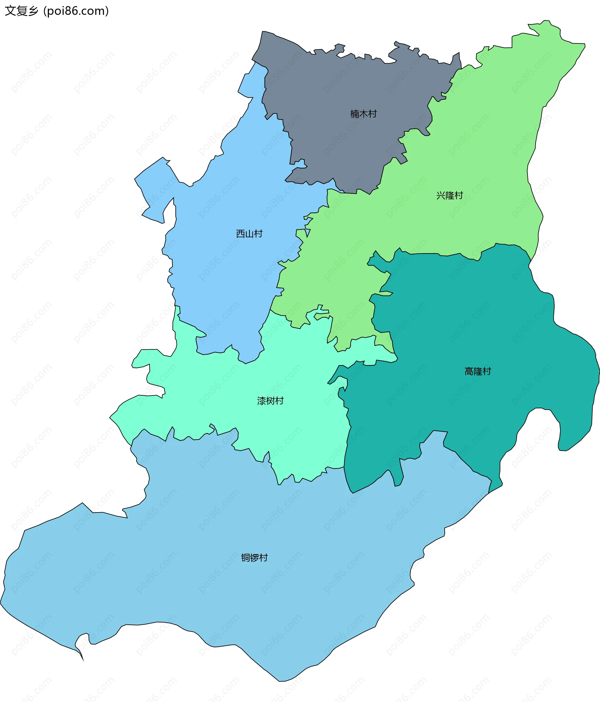文复乡边界地图(五级行政区划)