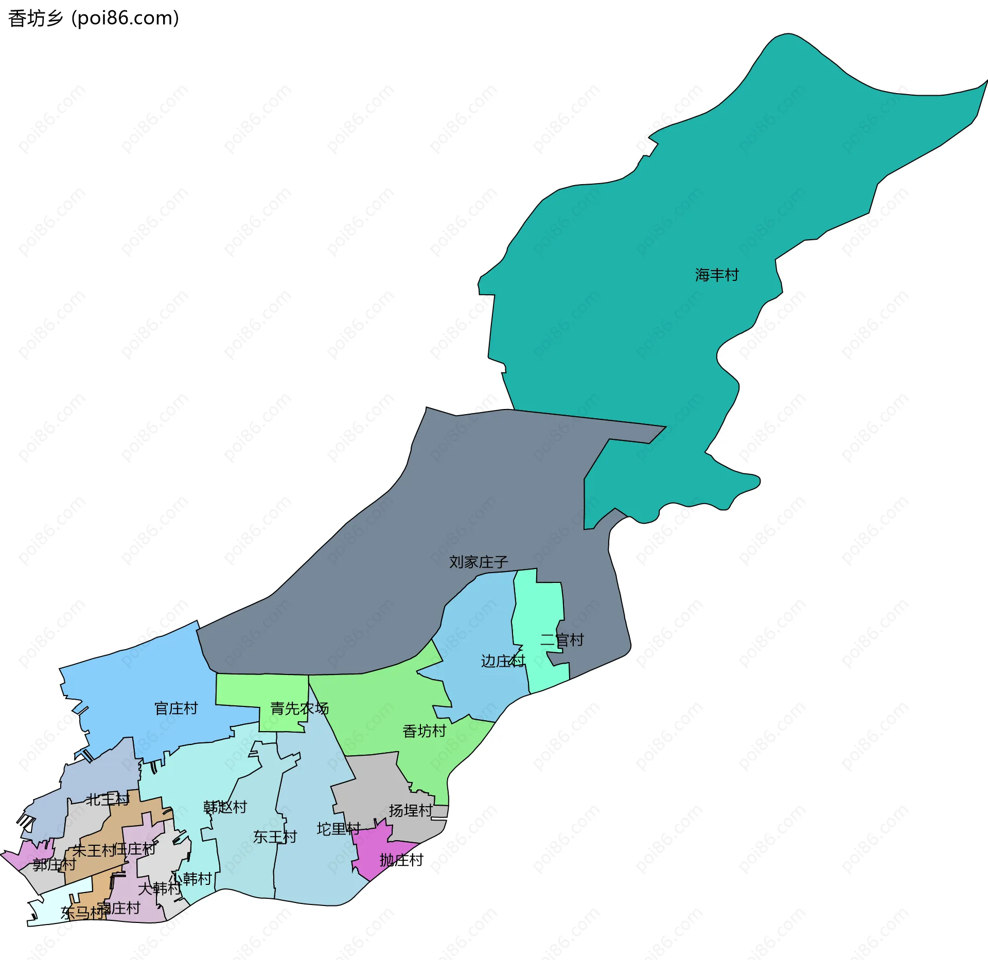 香坊乡边界地图(五级行政区划)