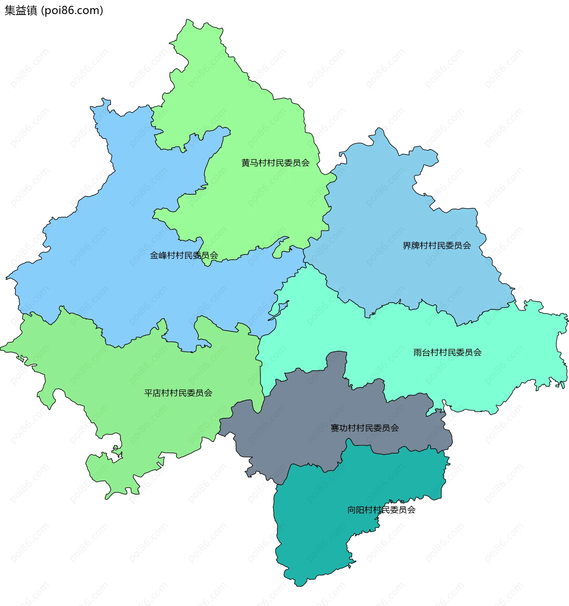 集益镇边界地图(五级行政区划)