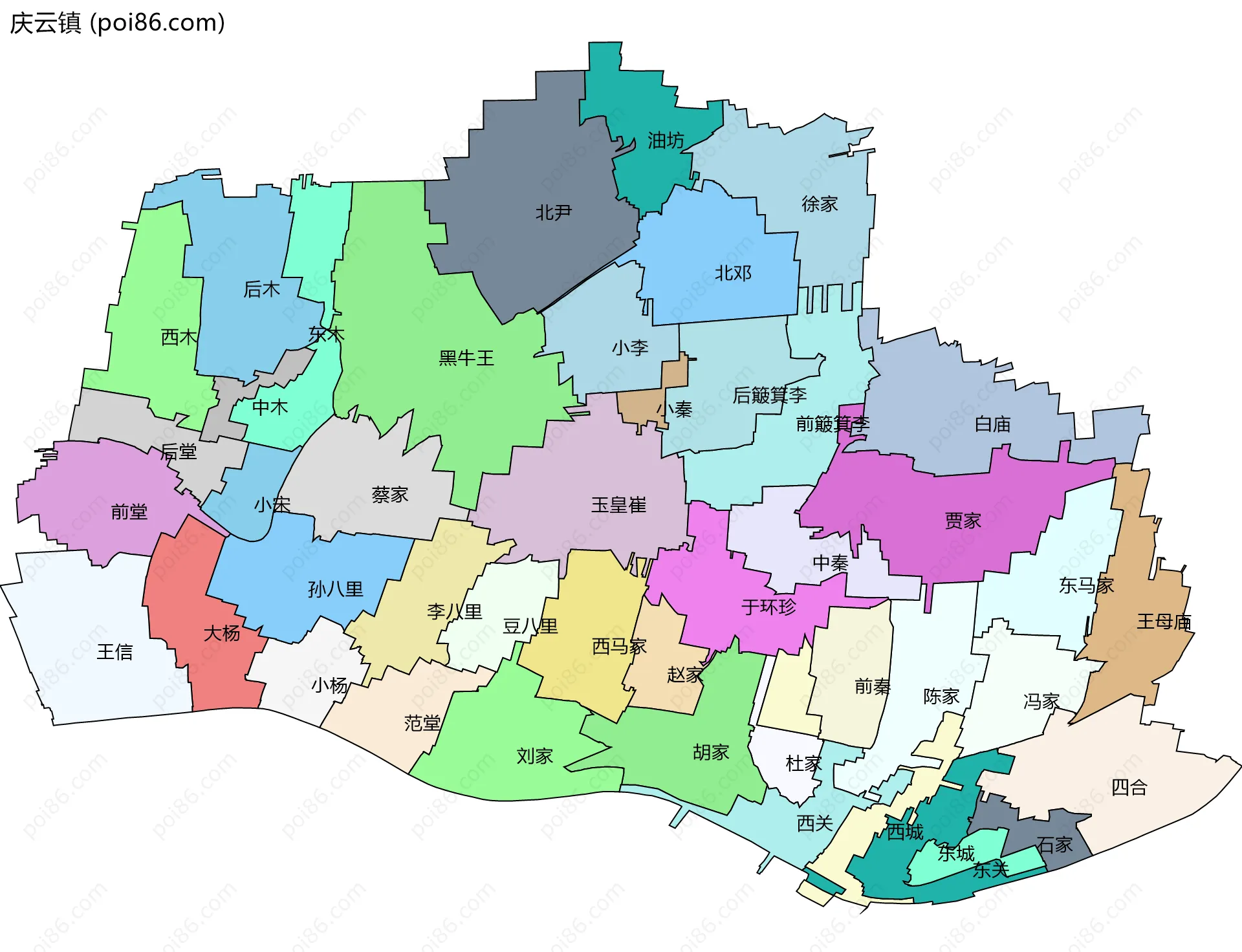 庆云镇边界地图(五级行政区划)