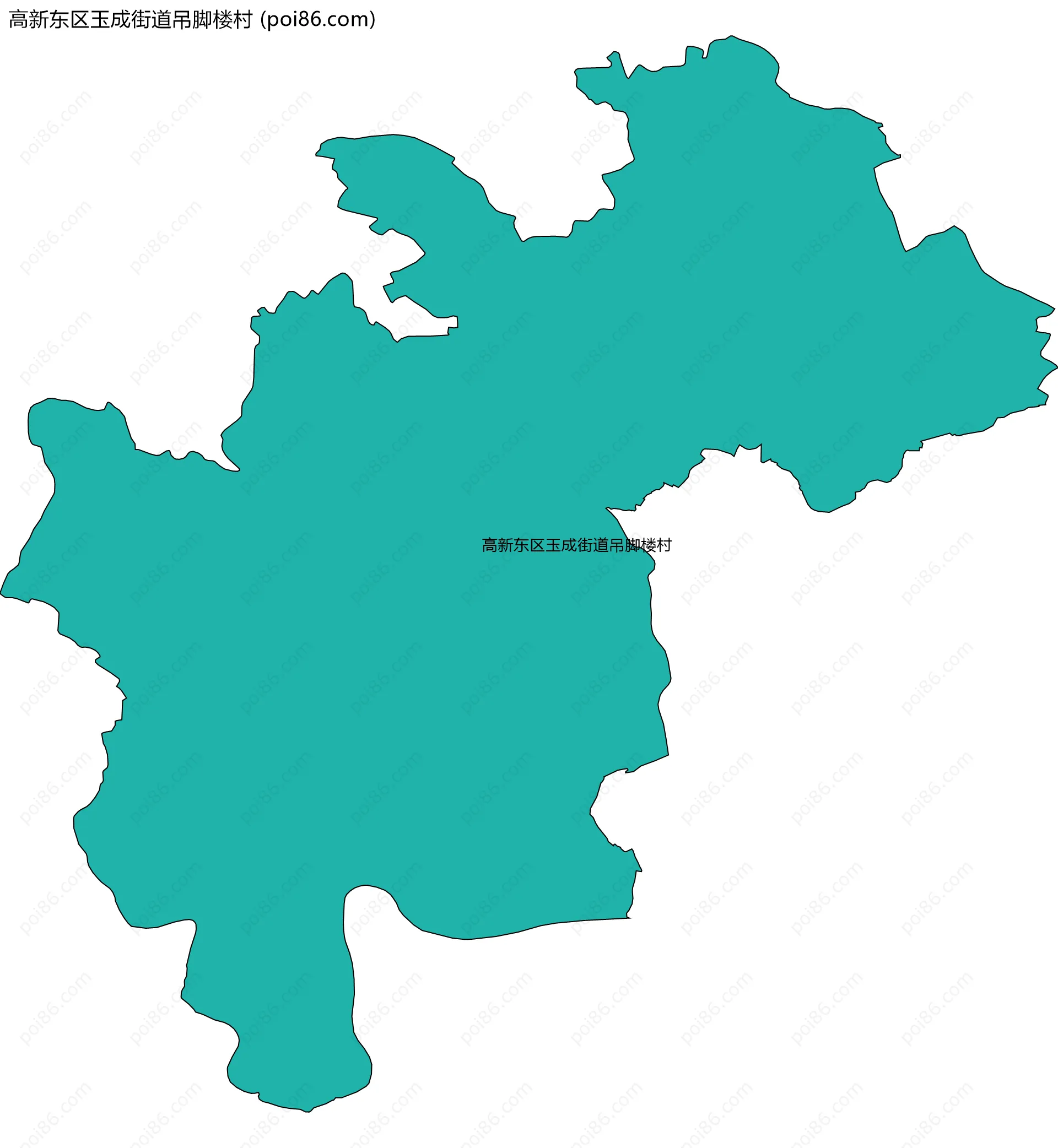 高新东区玉成街道吊脚楼村边界地图