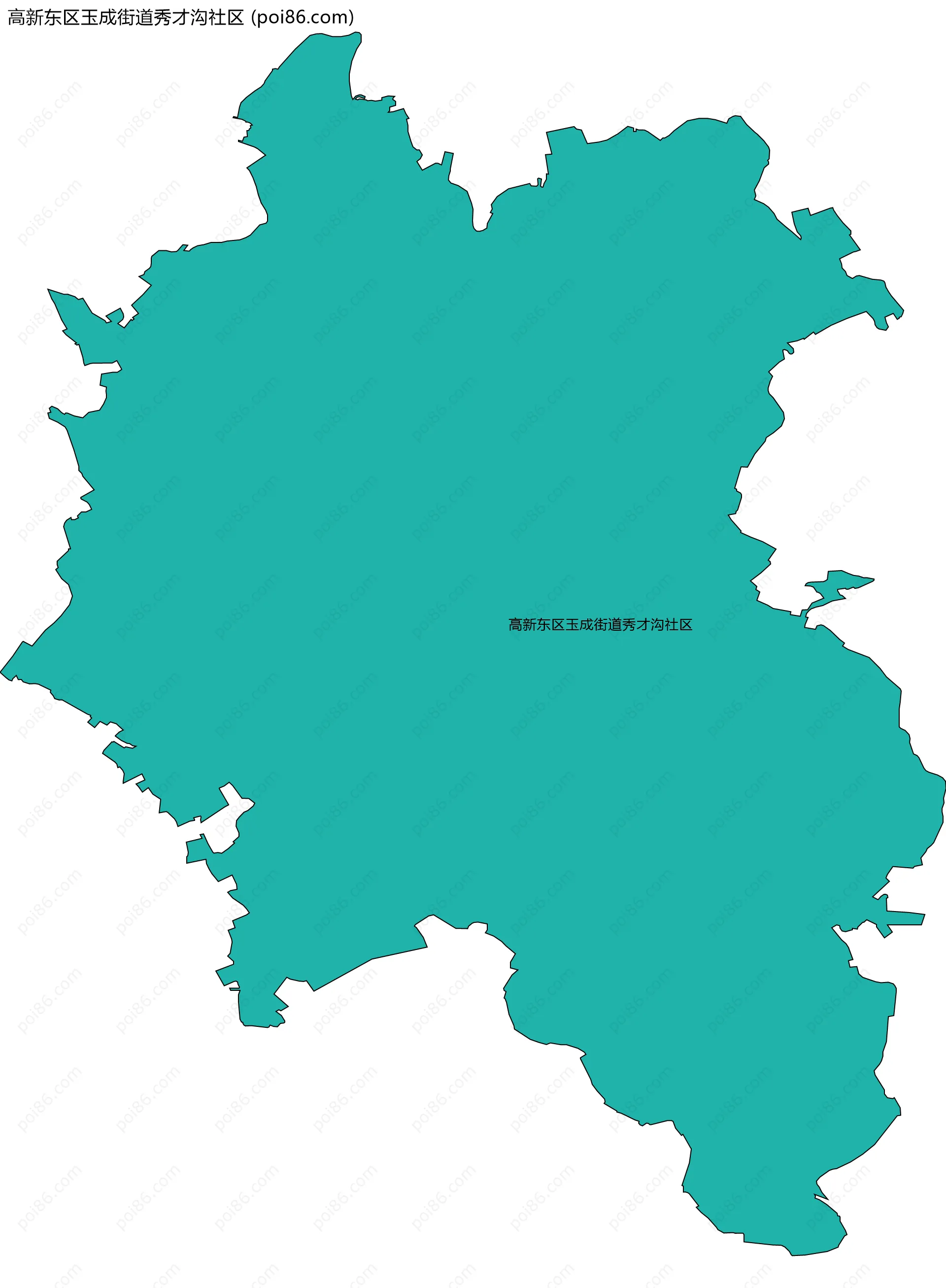 高新东区玉成街道秀才沟社区边界地图