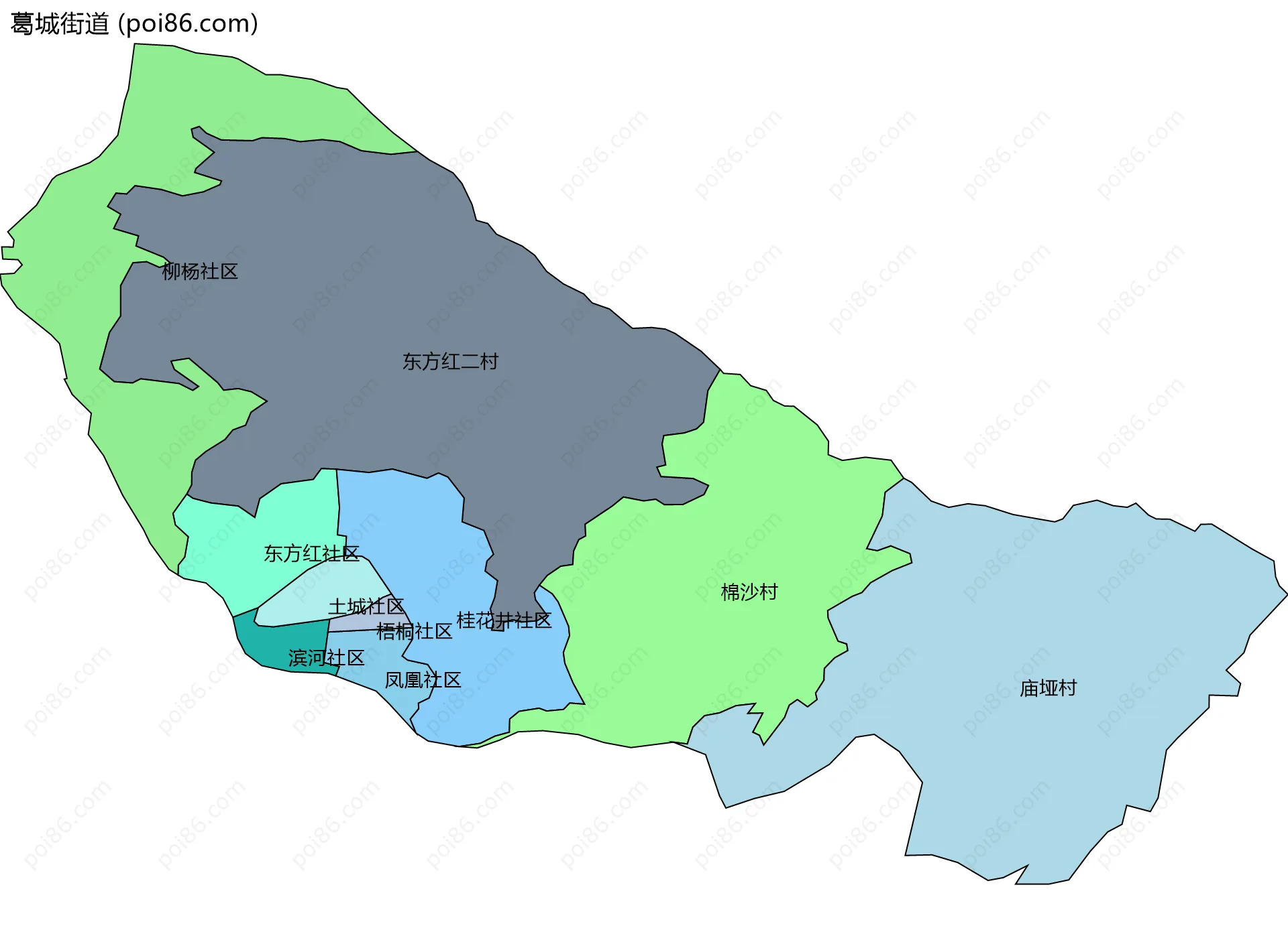 葛城街道边界地图(五级行政区划)