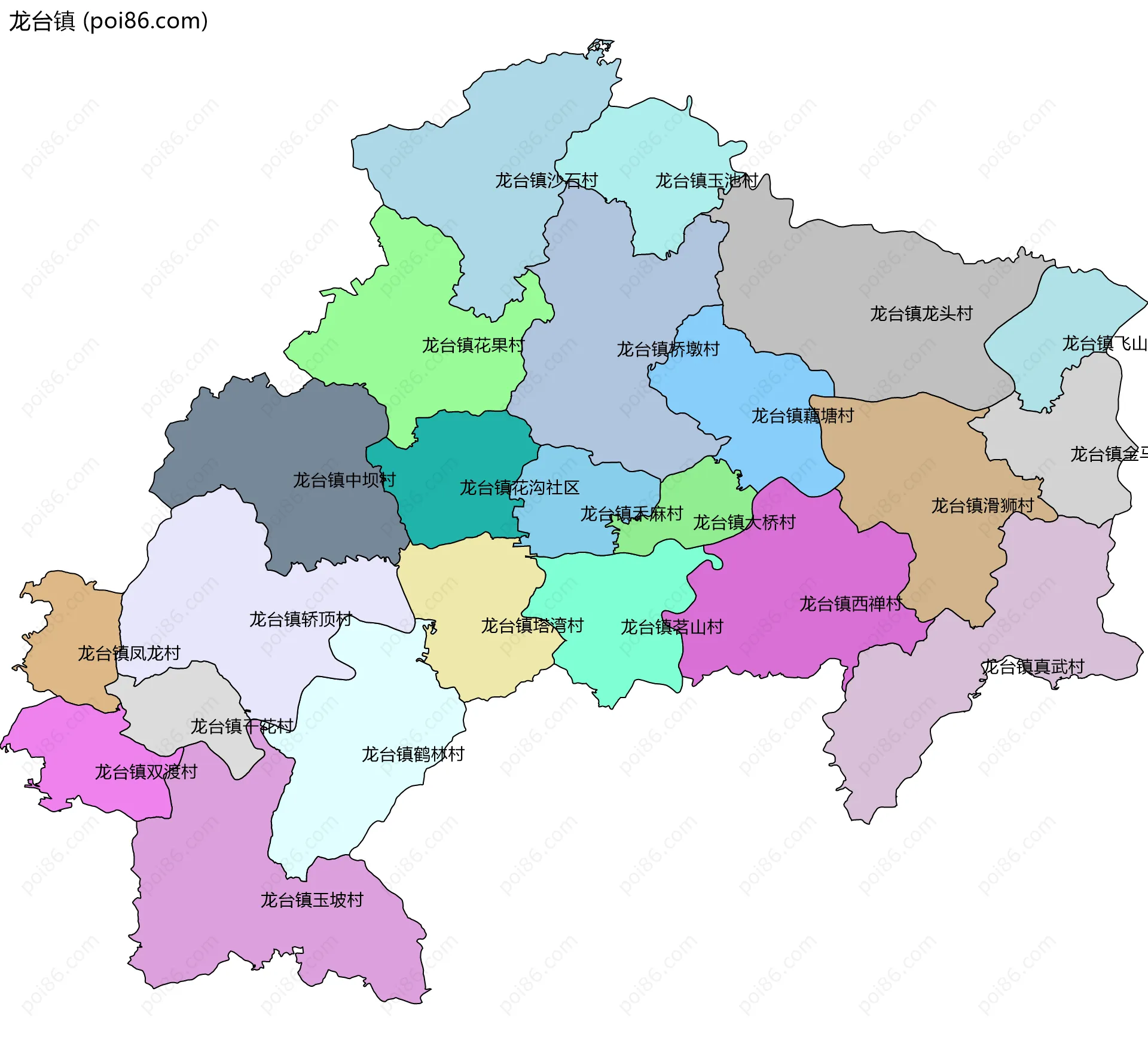 龙台镇边界地图(五级行政区划)