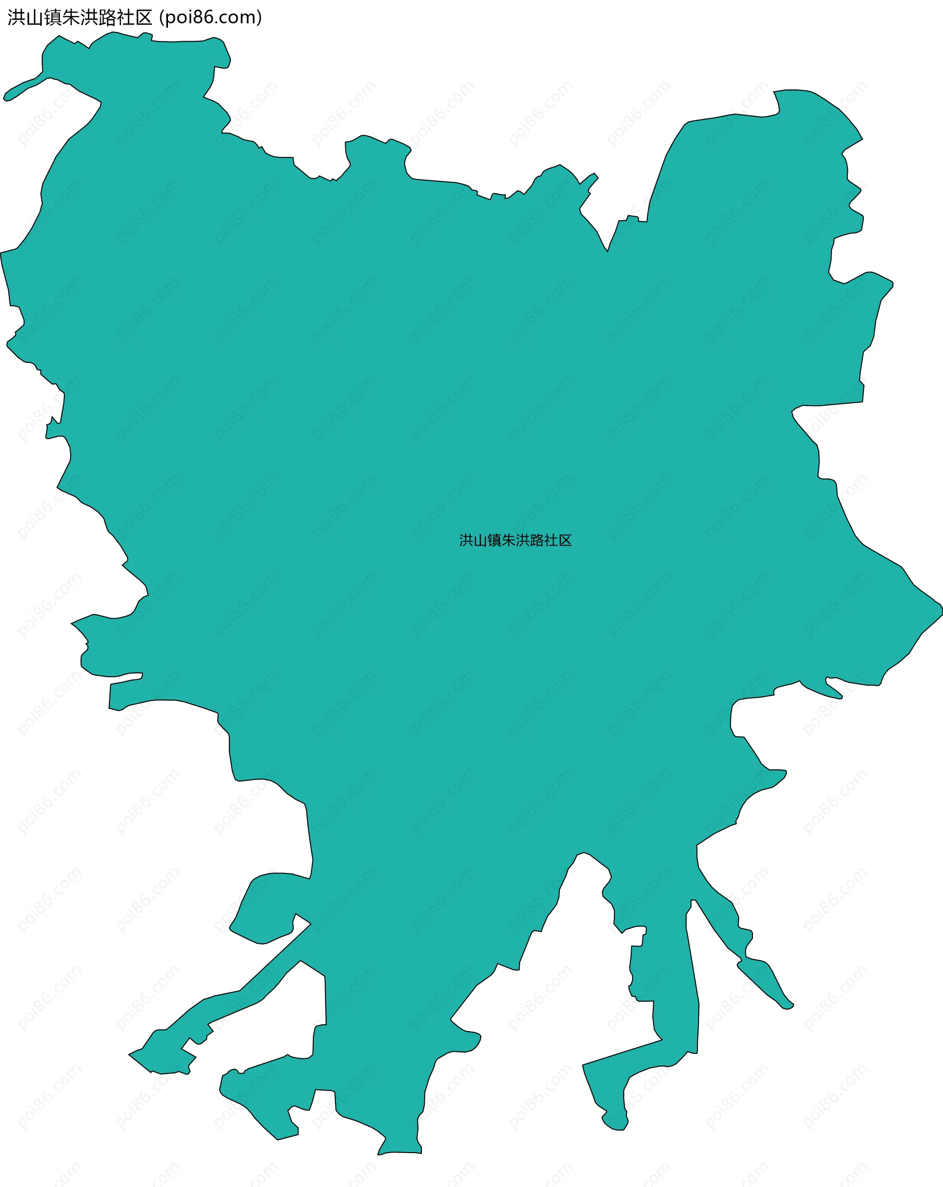 洪山镇朱洪路社区边界地图
