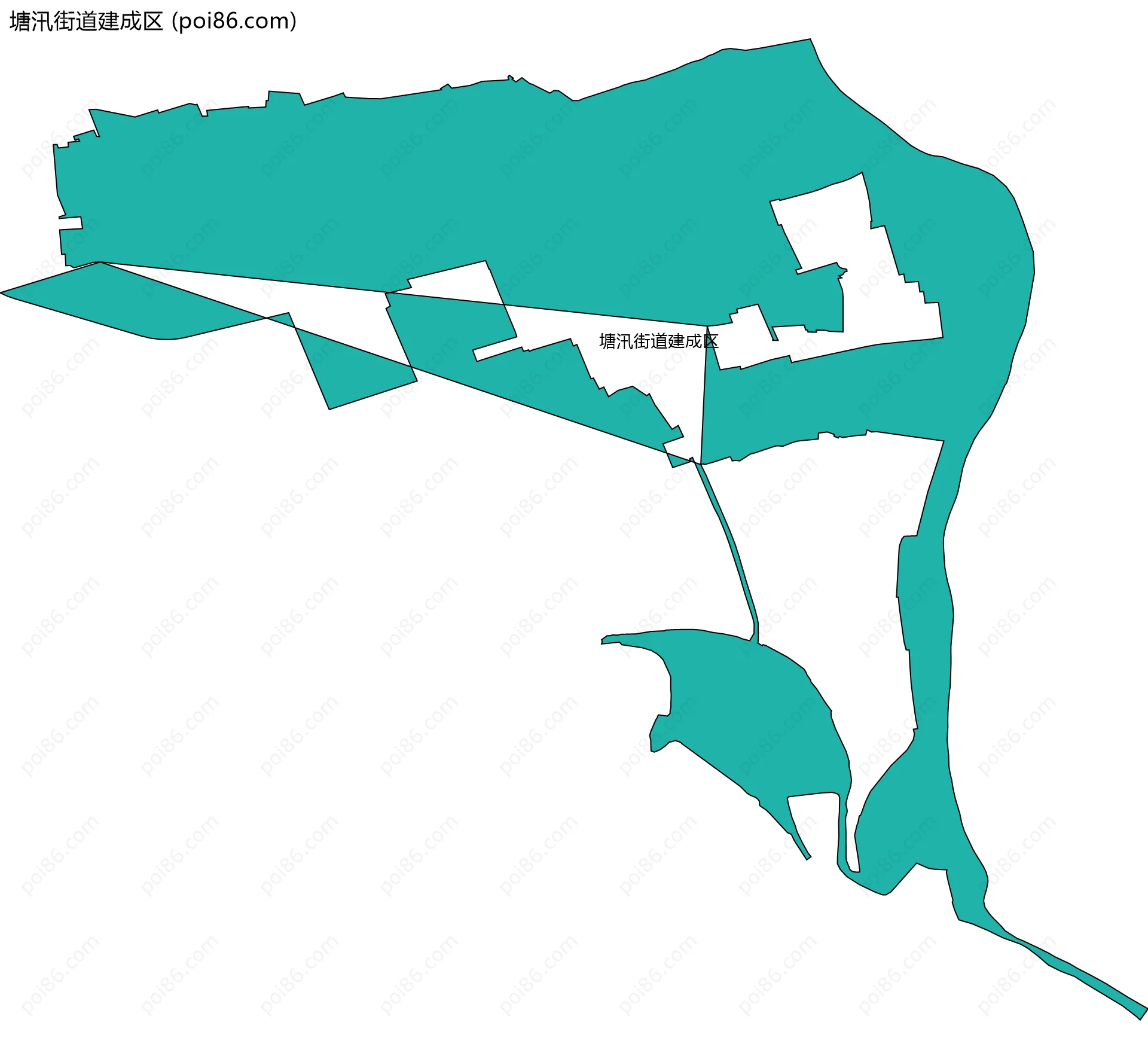 塘汛街道建成区边界地图