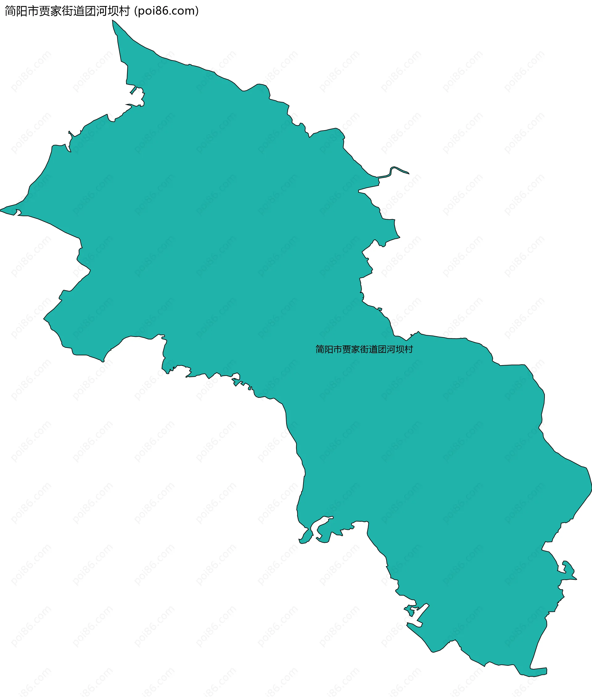 简阳市贾家街道团河坝村边界地图