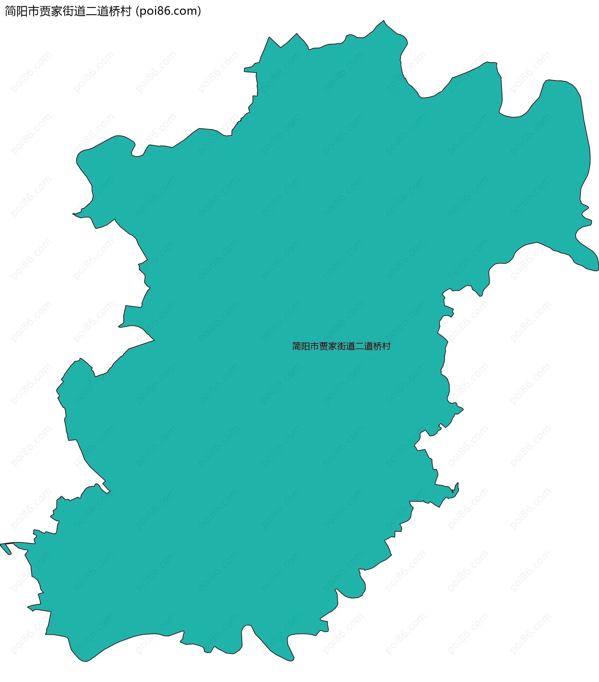 简阳市贾家街道二道桥村边界地图