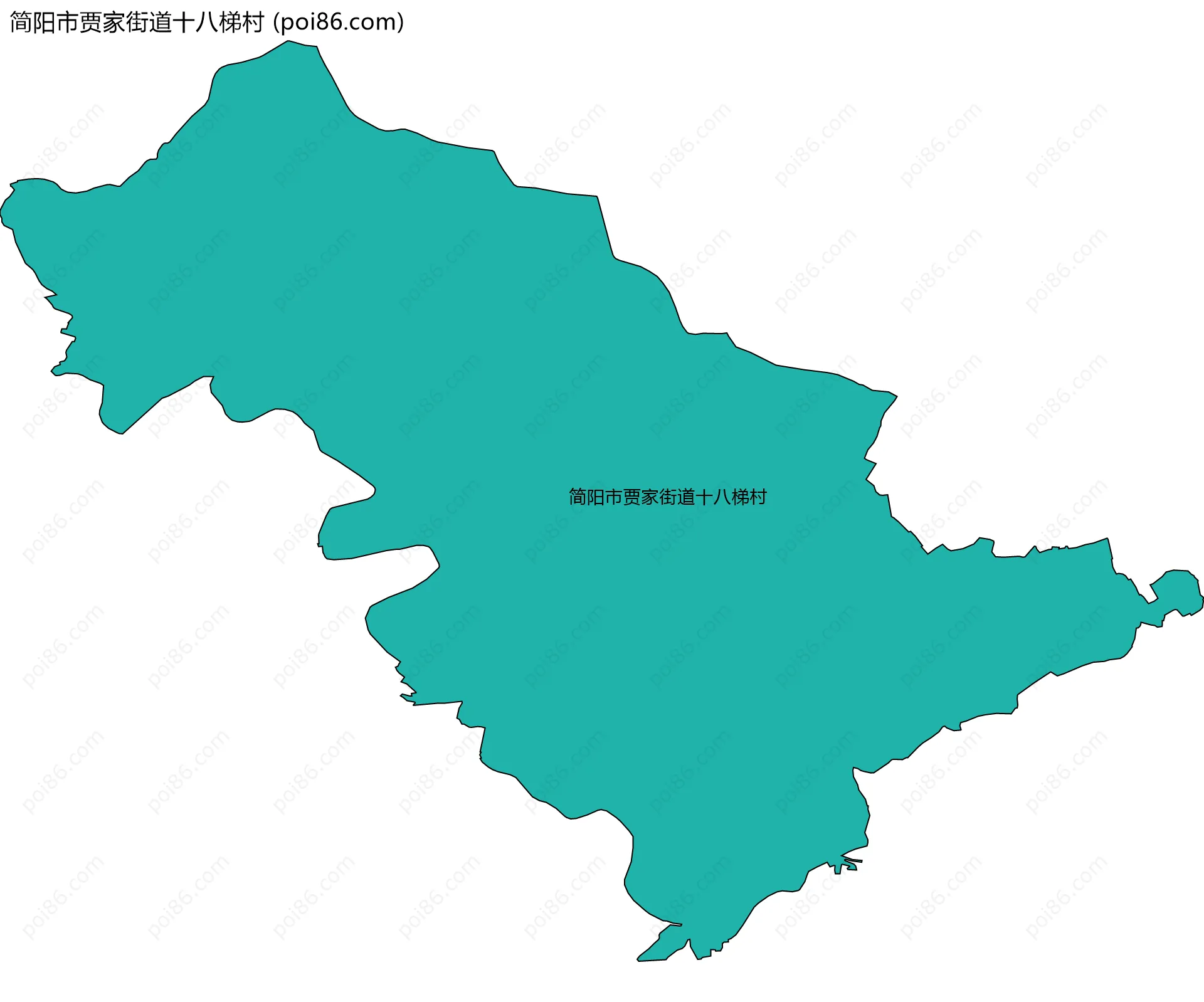 简阳市贾家街道十八梯村边界地图