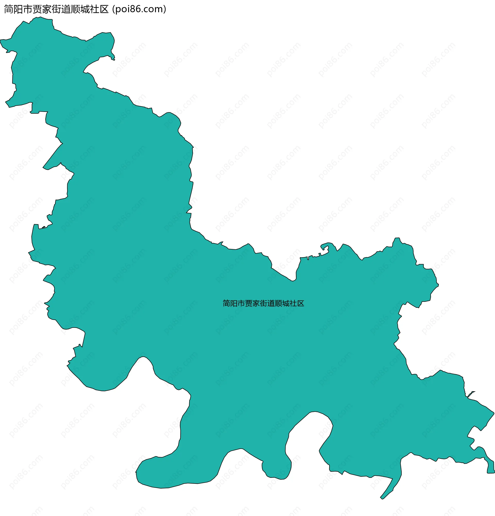 简阳市贾家街道顺城社区边界地图
