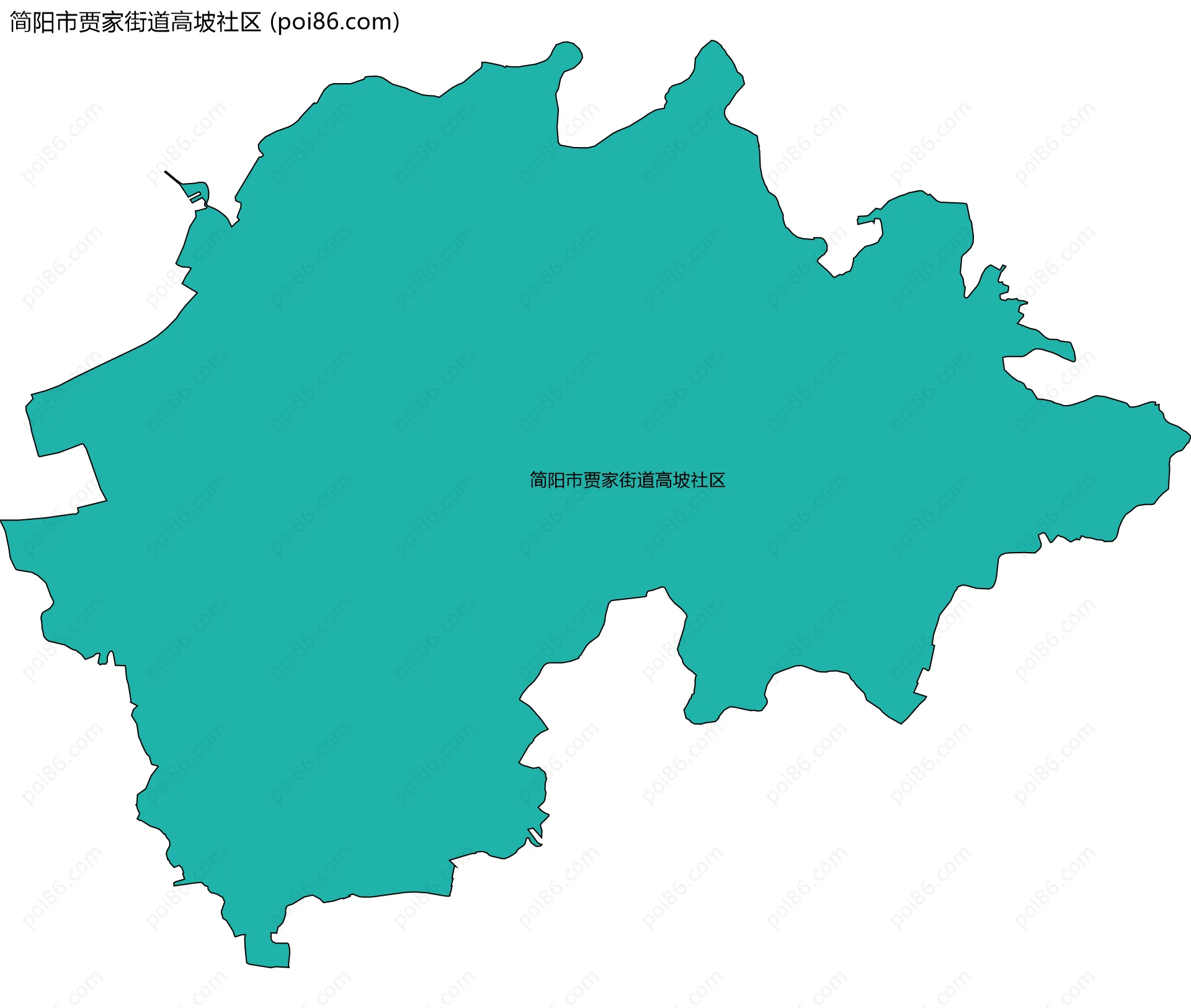 简阳市贾家街道高坡社区边界地图